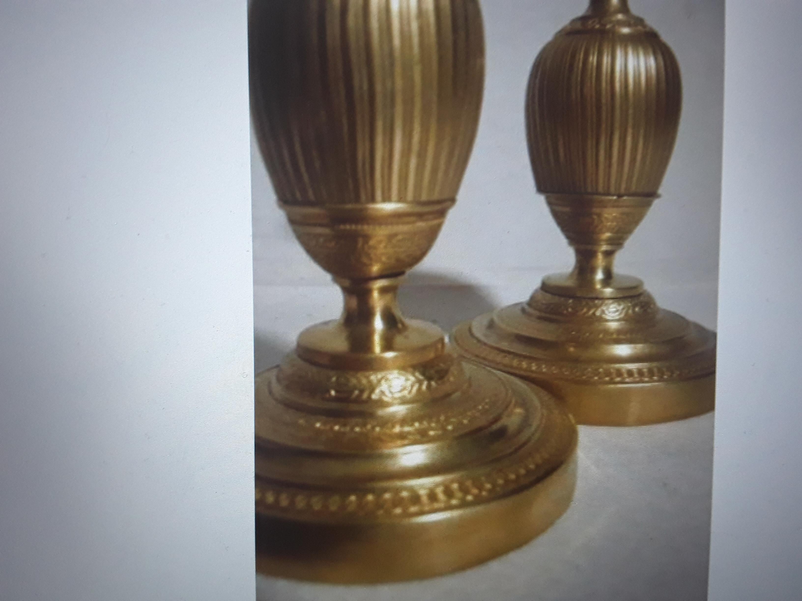 Pair c1810 French Empire Gilt Bronze Detailed Ovoid Form Candle Holders For Sale 4