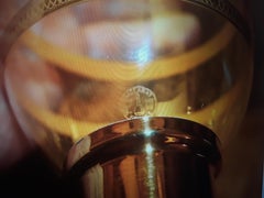 Pair c1890 French Napolean III 24k Carved Fleur de Lis Baccarat Fixture Shades