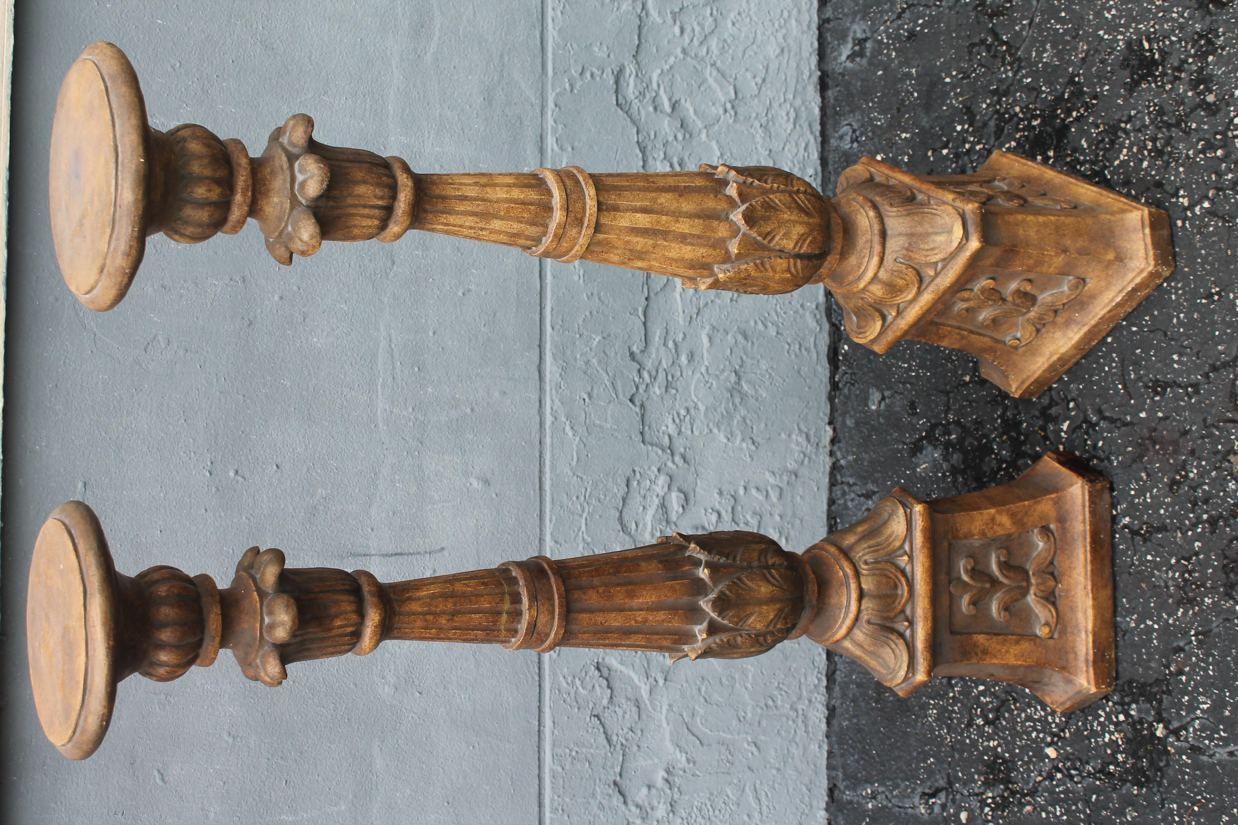Pareja c1900 Francés estilo Luis XV Pedestales de Yeso Patinado Pesado - Acanto en venta 5