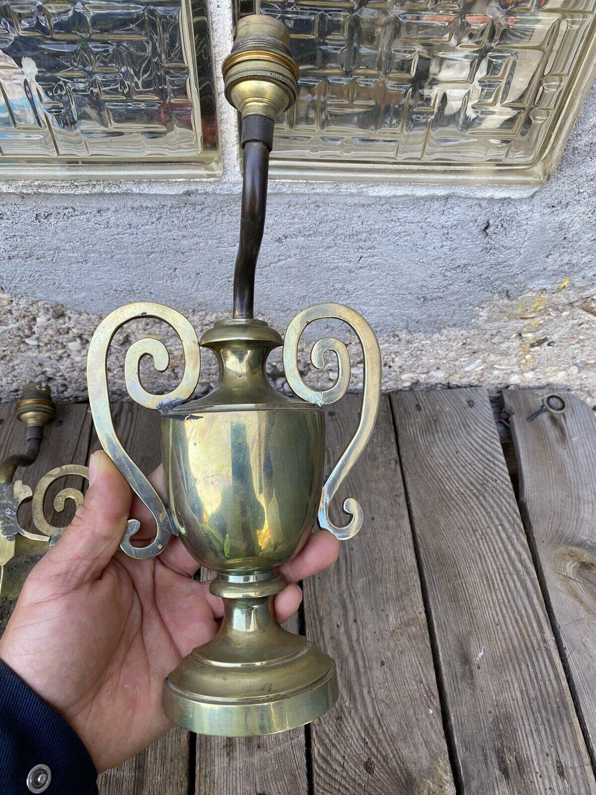 Pair c1900 French Neoclassical style Bronze Trophy/ Vase Form Wall Sconces For Sale 2