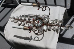 Pair of French Bronze Vines & Crystal Petal Floral Wall Sconces