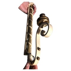 Pair c1925 French Art Deco Patinated & Gilt Iron Wall Sconces att Raymond Subes