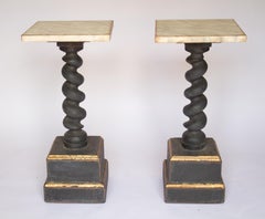 Pair C19th Baroque style  painted & gilded Pedestals