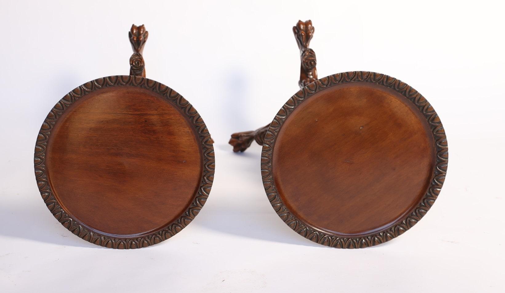 Baroque Pair C19th  Carved Walnut Italian  Lamp Tables For Sale