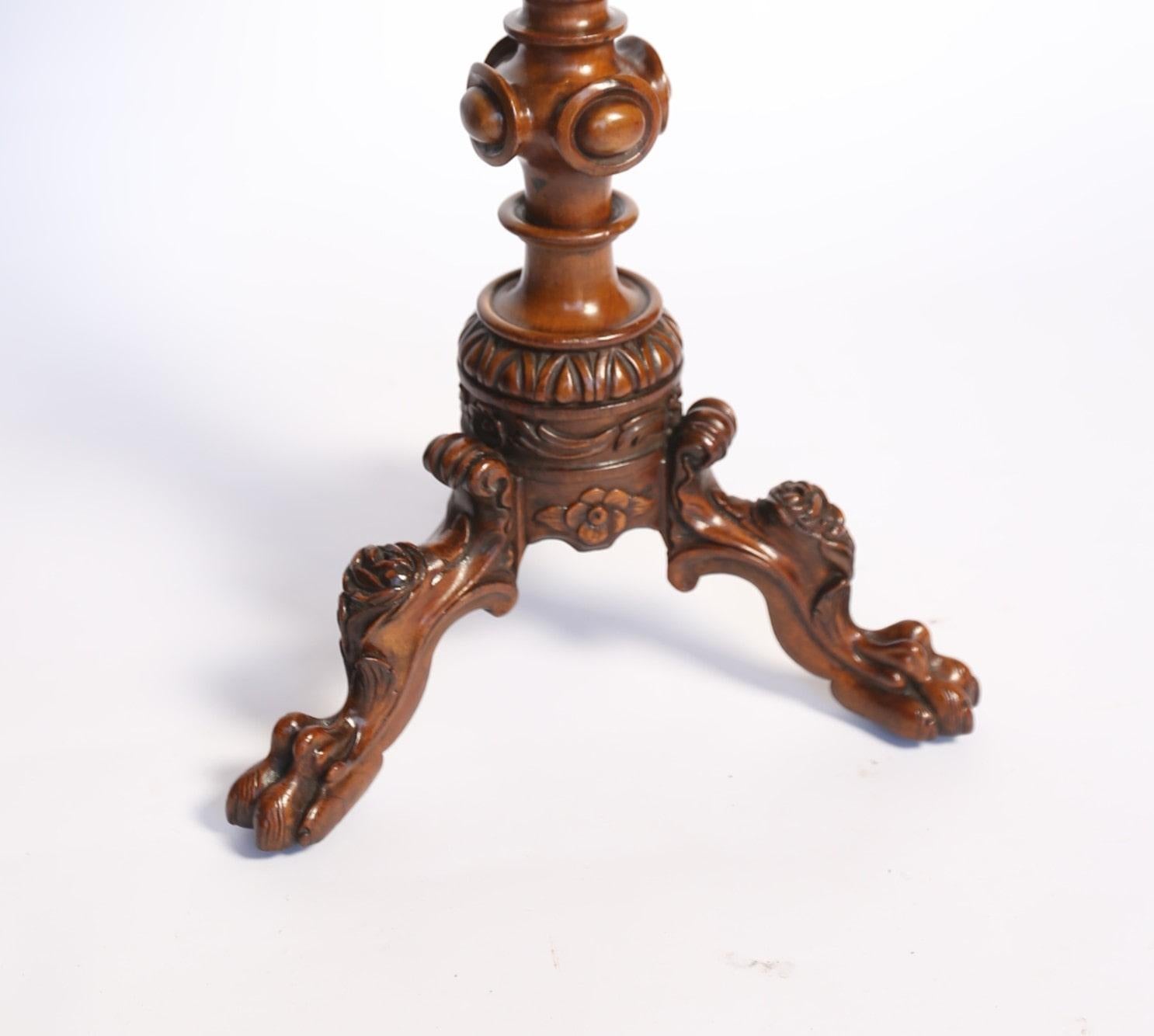 19th Century Pair C19th  Carved Walnut Italian  Lamp Tables For Sale
