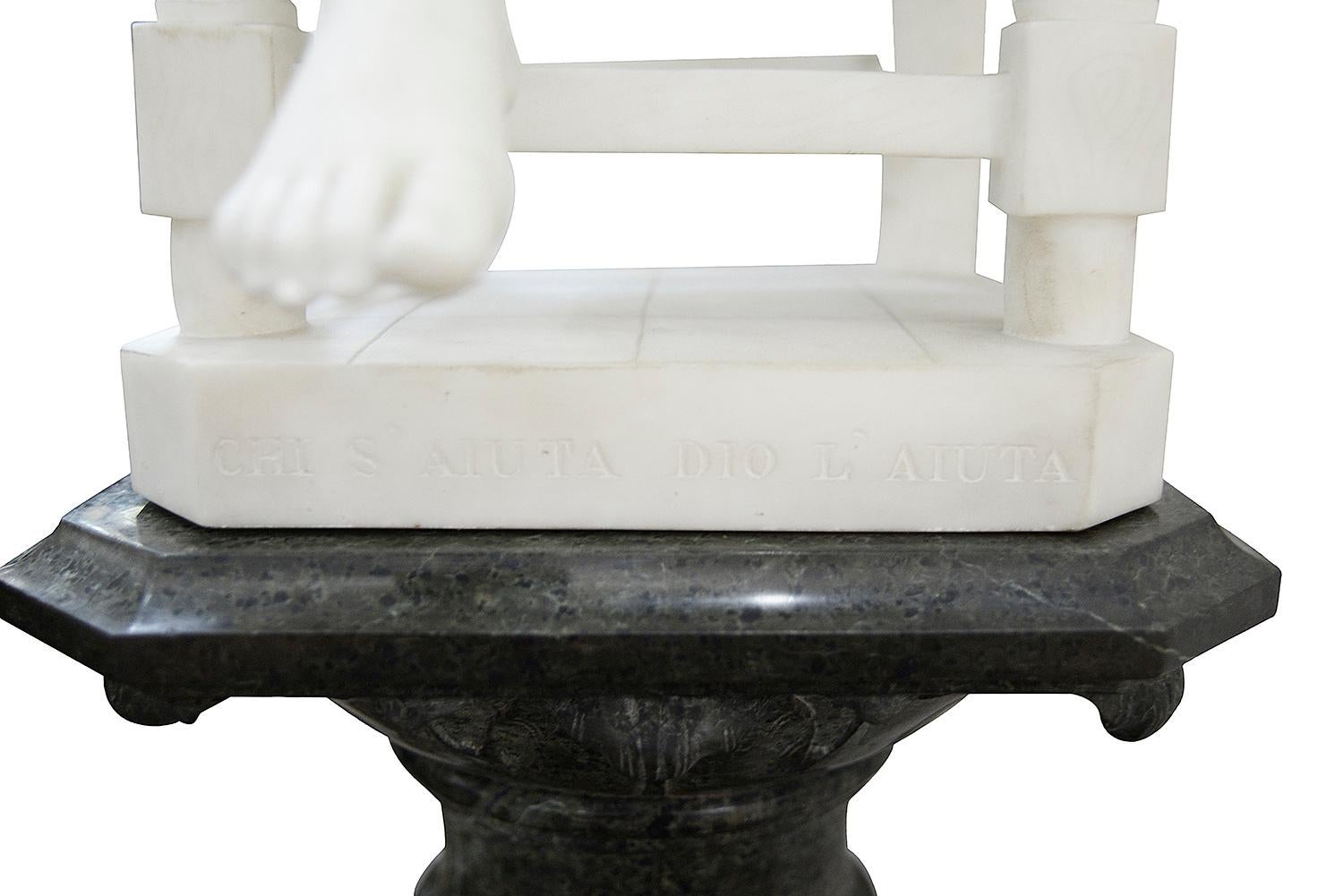 Pair of 19th Century Marble Statues of Young Children, Signed; Cesare Lapini 3