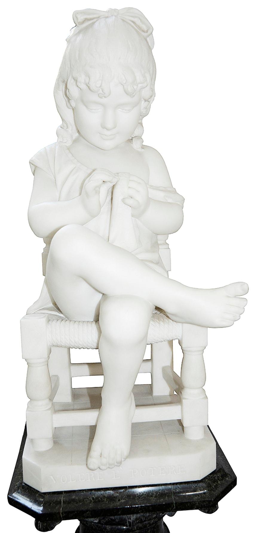 Pair of 19th Century Marble Statues of Young Children, Signed; Cesare Lapini 6