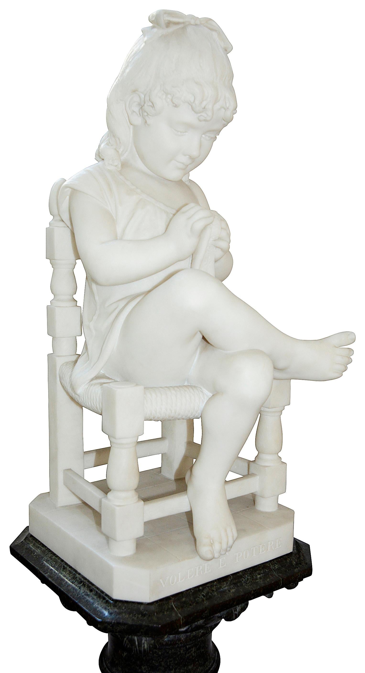 Pair of 19th Century Marble Statues of Young Children, Signed; Cesare Lapini 10