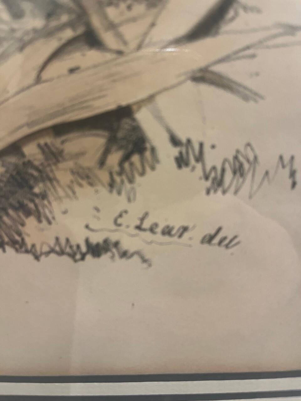 Paar original gestochene Lithos von Edar Lear aus den 1830er Jahren Schwäne (Graviert) im Angebot