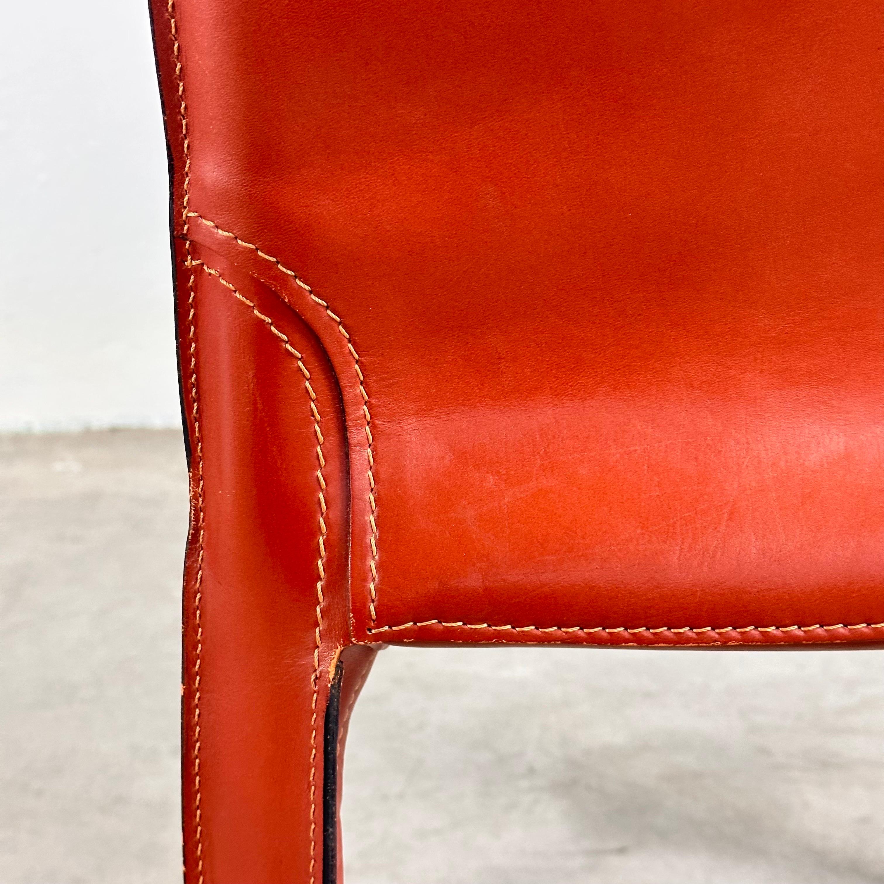 Pair CAB 412 Chairs by Mario Bellini for Cassina in Red Leather, 1970s For Sale 7