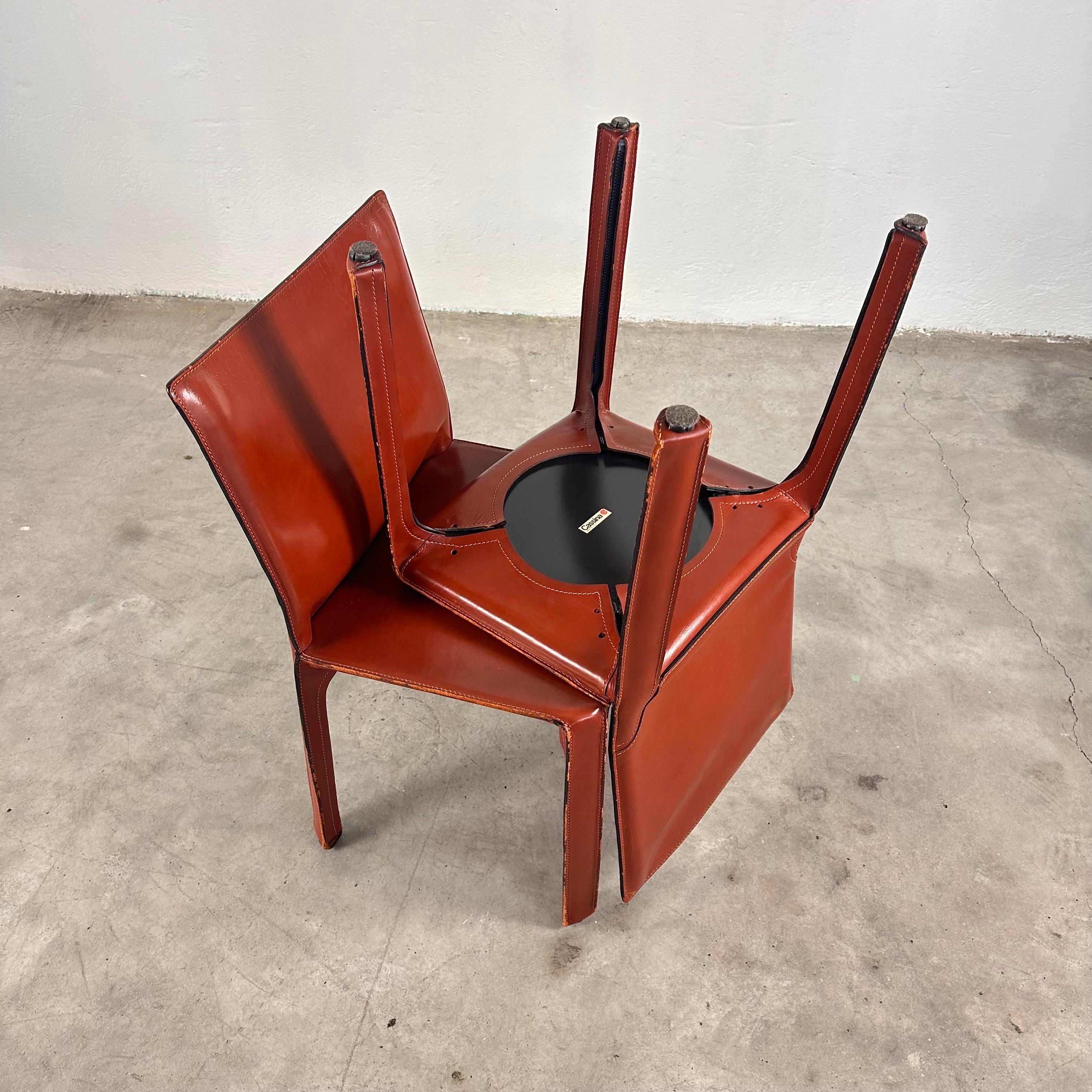 Pair CAB 412 Chairs by Mario Bellini for Cassina in Red Leather, 1970s For Sale 10