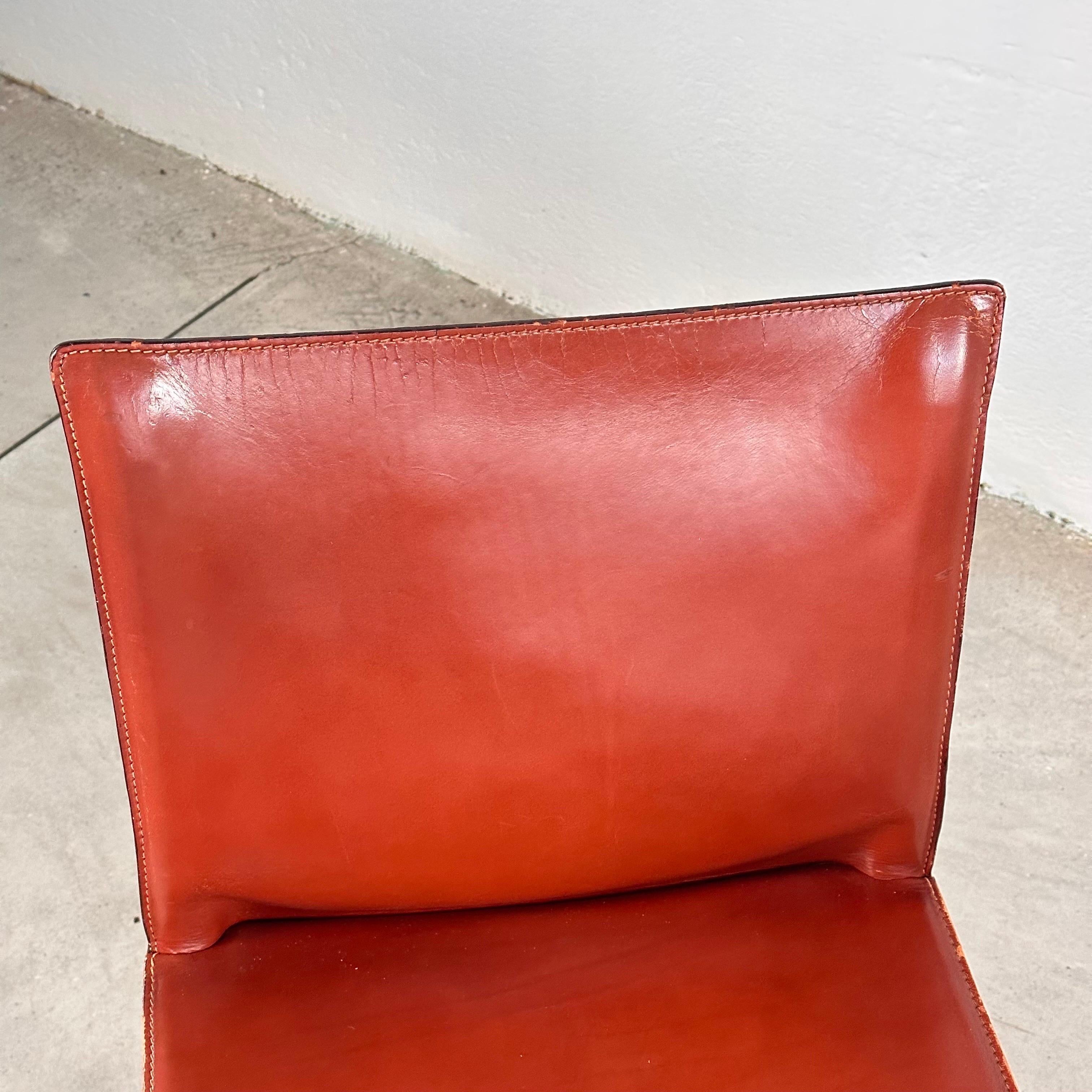 Pair CAB 412 Chairs by Mario Bellini for Cassina in Red Leather, 1970s For Sale 2