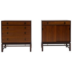 Used Pair of Cabinets by Edward Wormley for Dunbar, Two-Tone Mahogany and Rosewood
