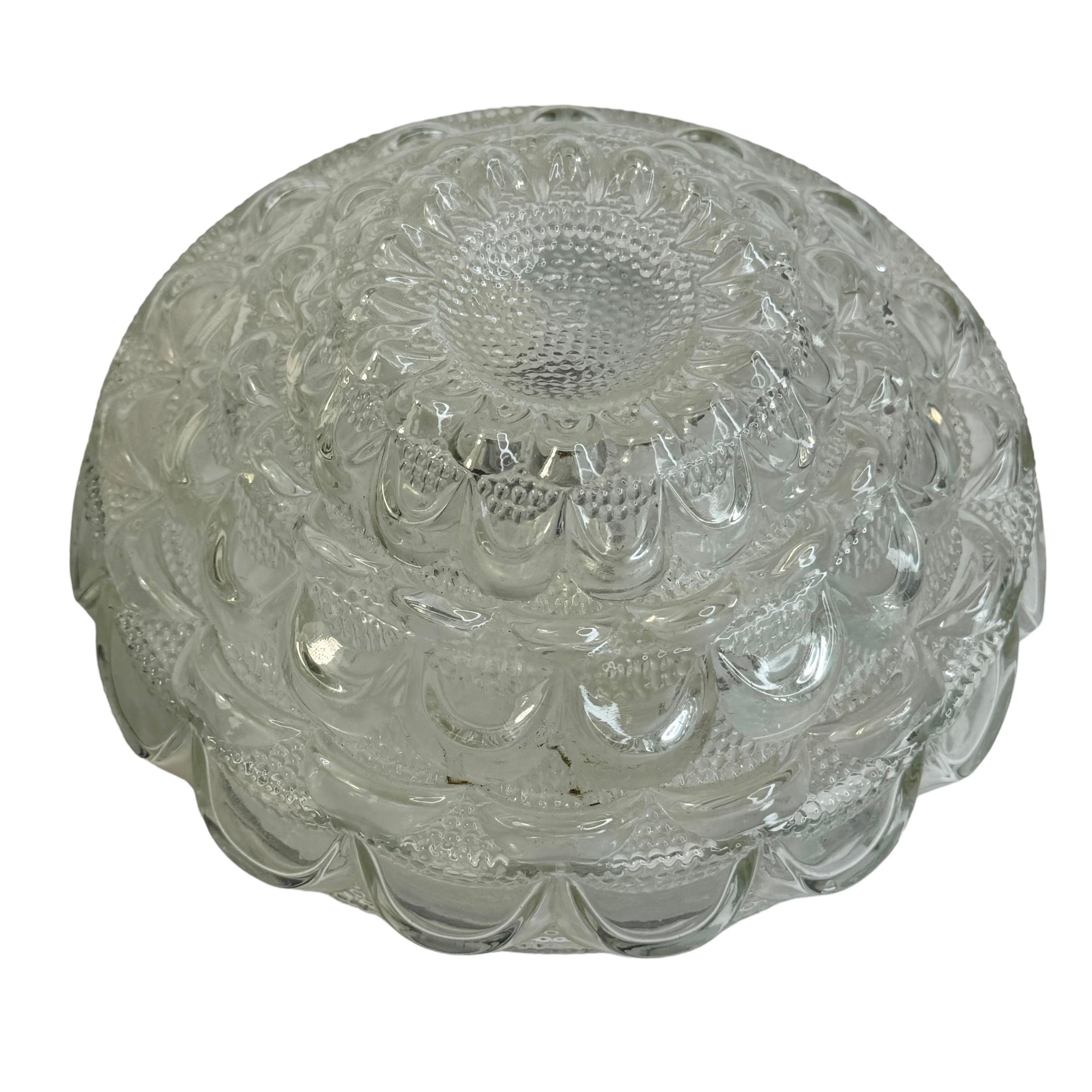 Métal Paire de lampes de plafond à affleurement en verre de style Cake par RZB, années 1960, Allemagne en vente