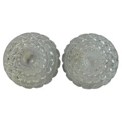 Paar Cake Style Pattern Glass Flush Mount Ceiling Lights von RZB, 1960er, Deutschland