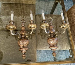 Pair Caldwell 2-Arm Bronze and Silver Wall Sconces