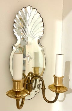 Pair Caldwell Sconces With Etched Mirror Backplates