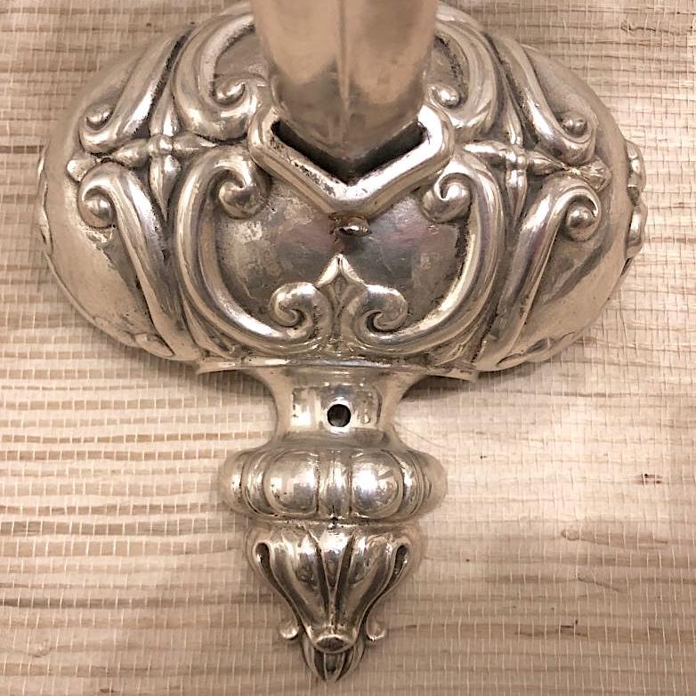 Pair Silver Plated English Sconces For Sale 1