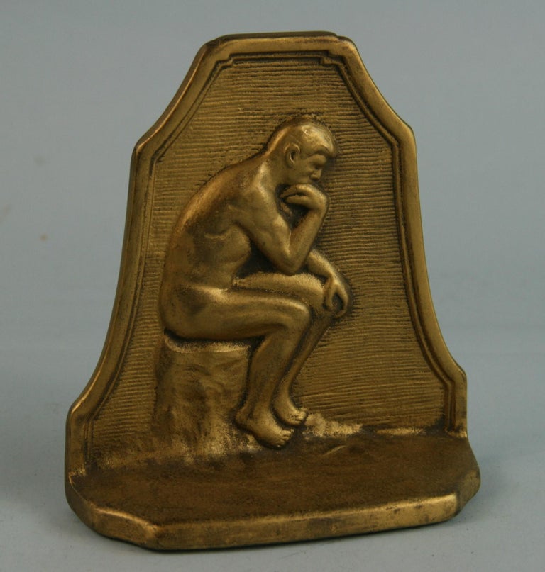 Pair of Caldwell Thinker Bookends, 1929 In Good Condition For Sale In Douglas Manor, NY