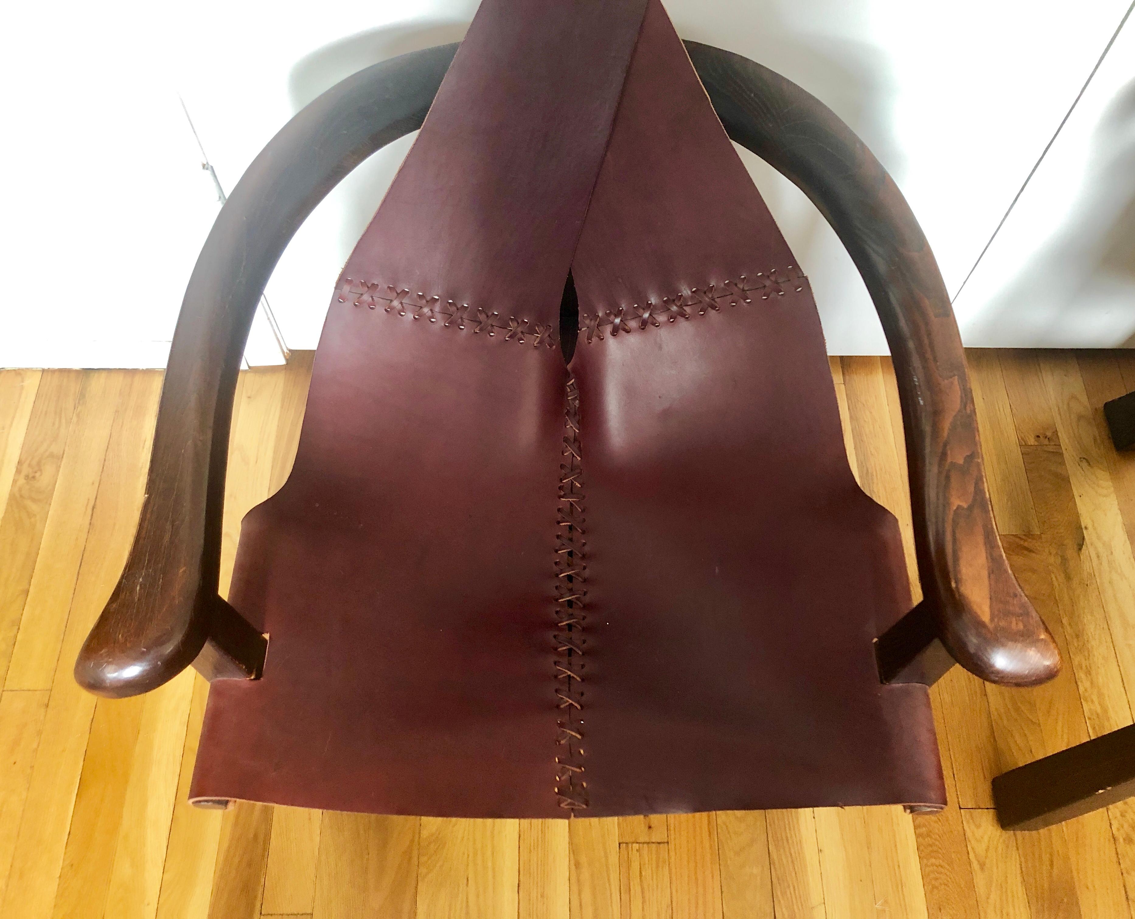Pair of California Studio Leather Sling Chairs 3
