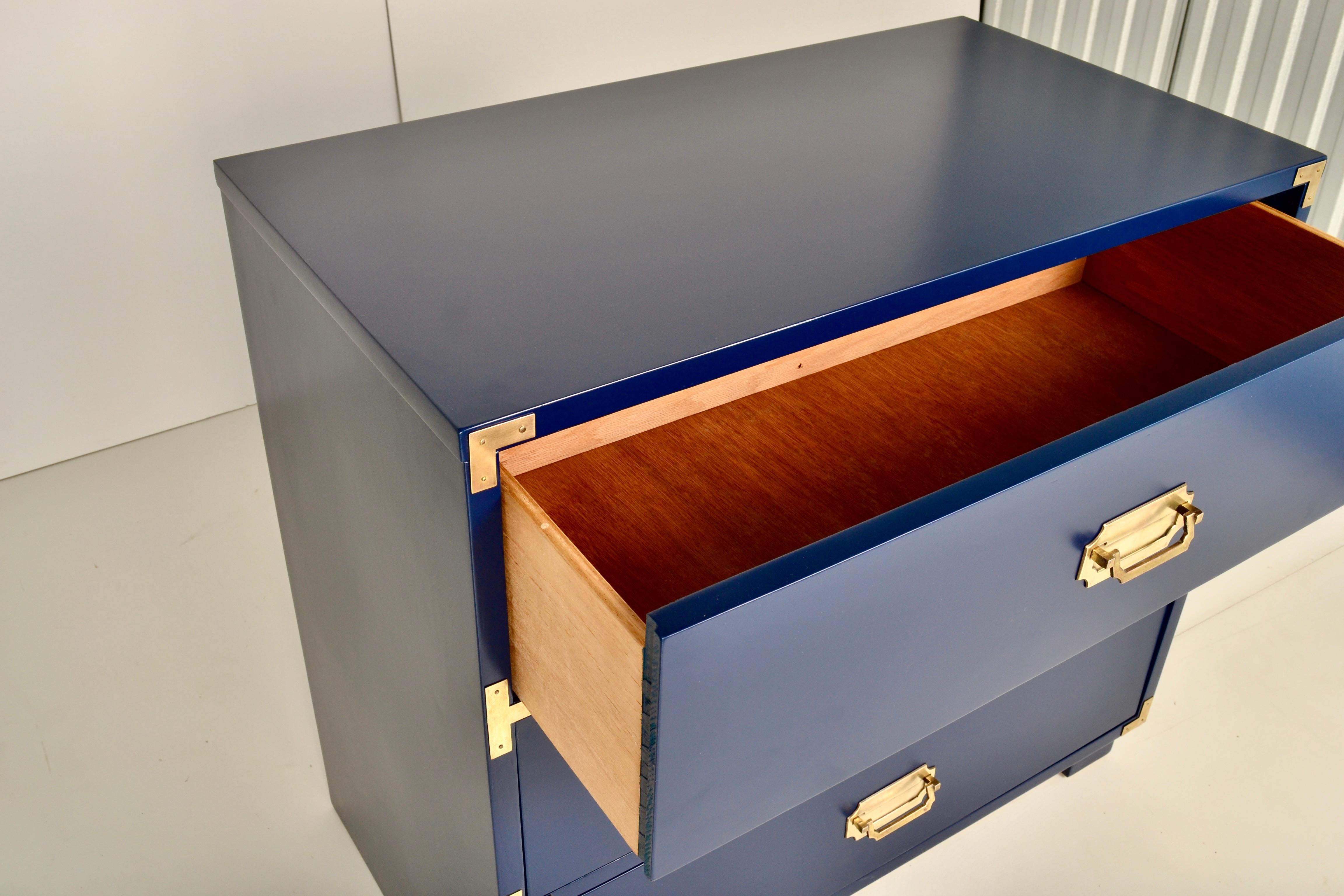 Pair Campaign-Style Chests, New Blue Lacquer 1