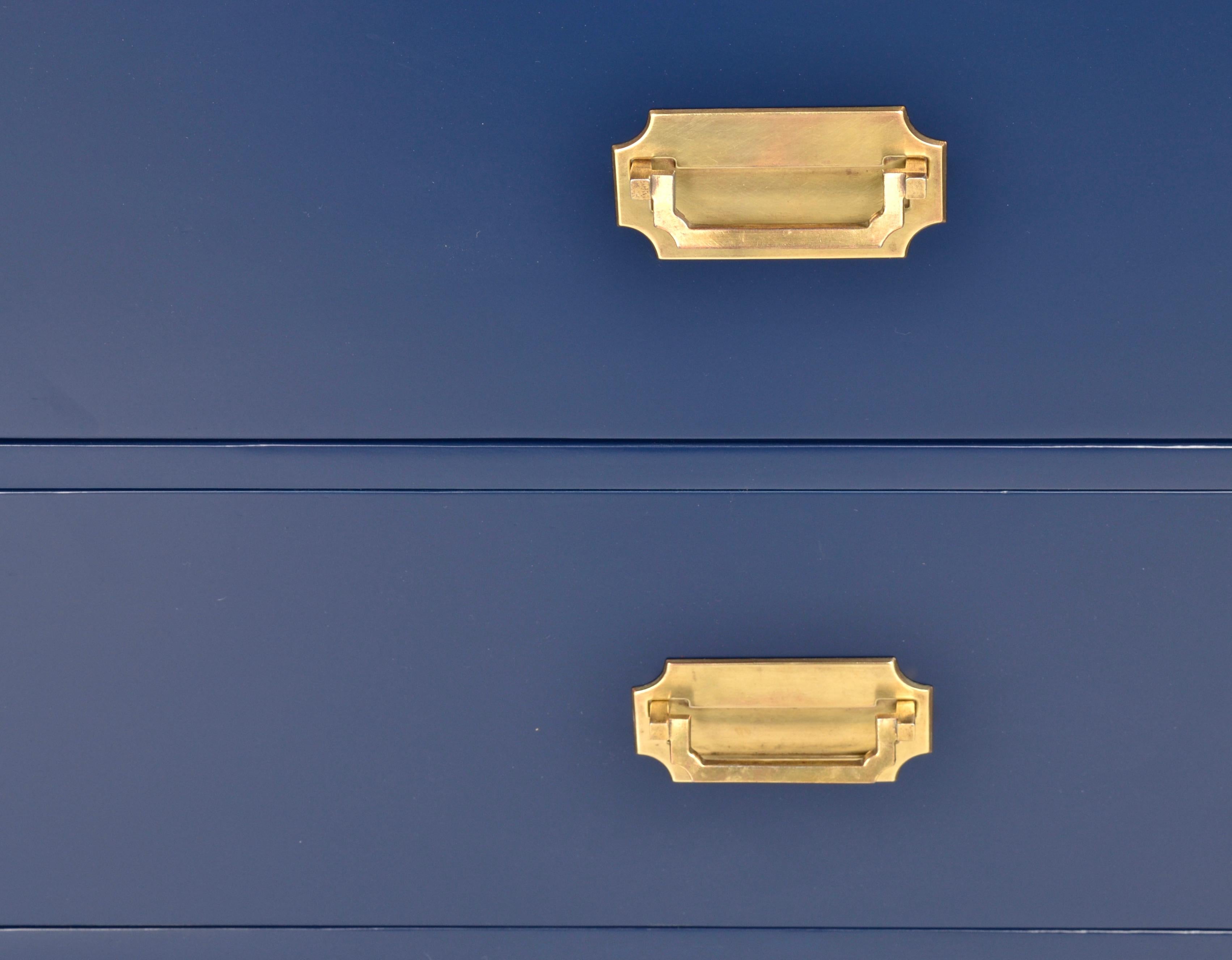 Pair Campaign-Style Chests, New Blue Lacquer 2