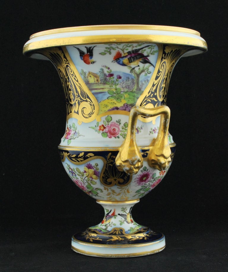 English Pair of Campana Vases, Dublin Decorated, Derby Porcelain Works, circa 1810