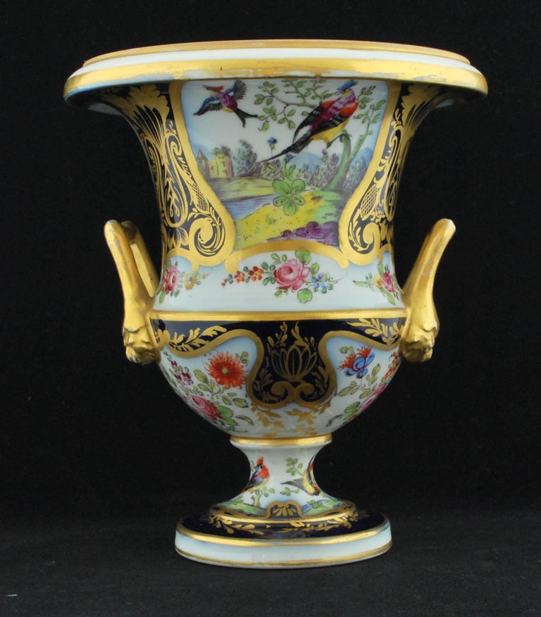 Pair of Campana Vases, Dublin Decorated, Derby Porcelain Works, circa