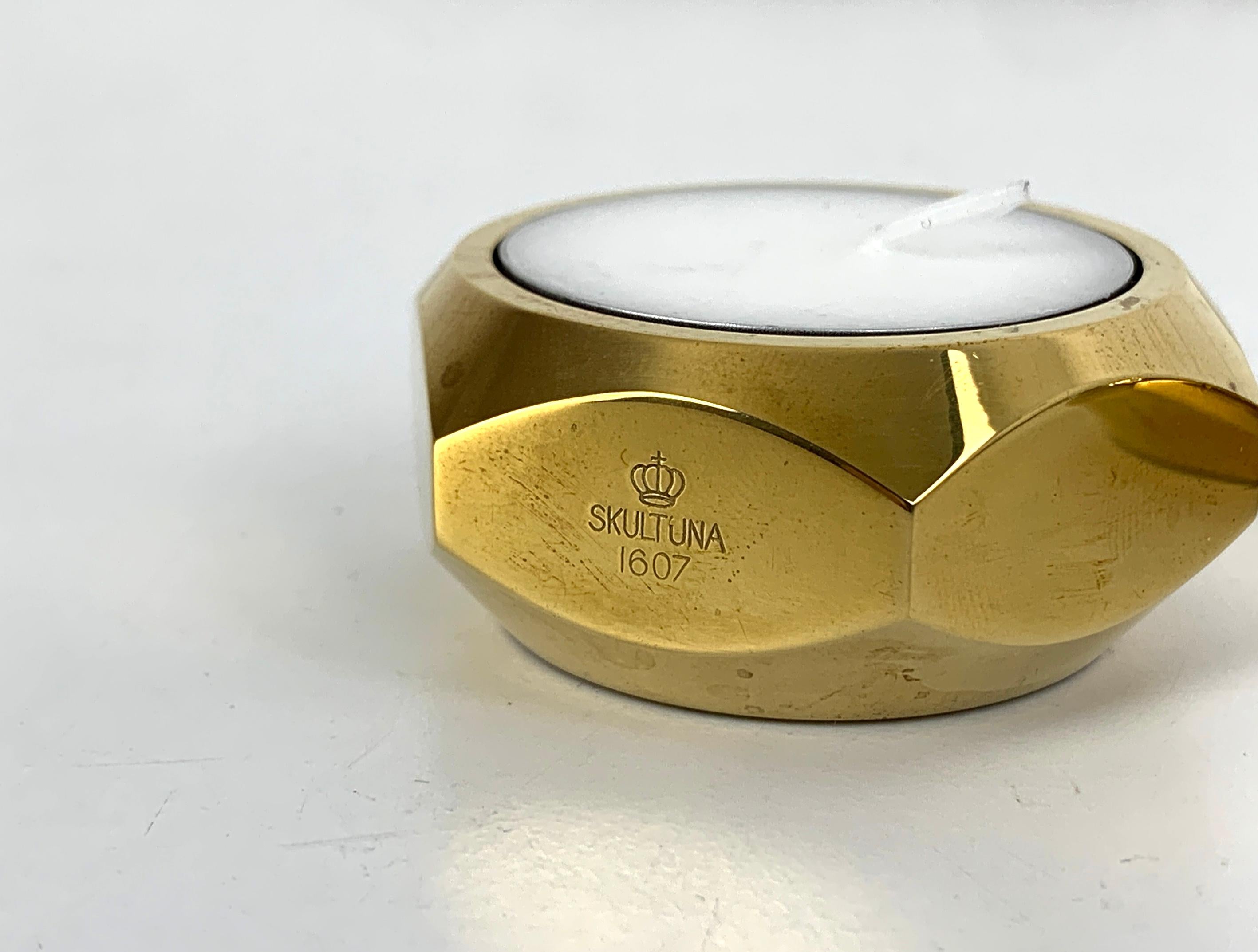 Paar Kerzenhalter N°10 aus Messing von Pierre Forsell für Skultuna Schweden 1960s im Angebot 2