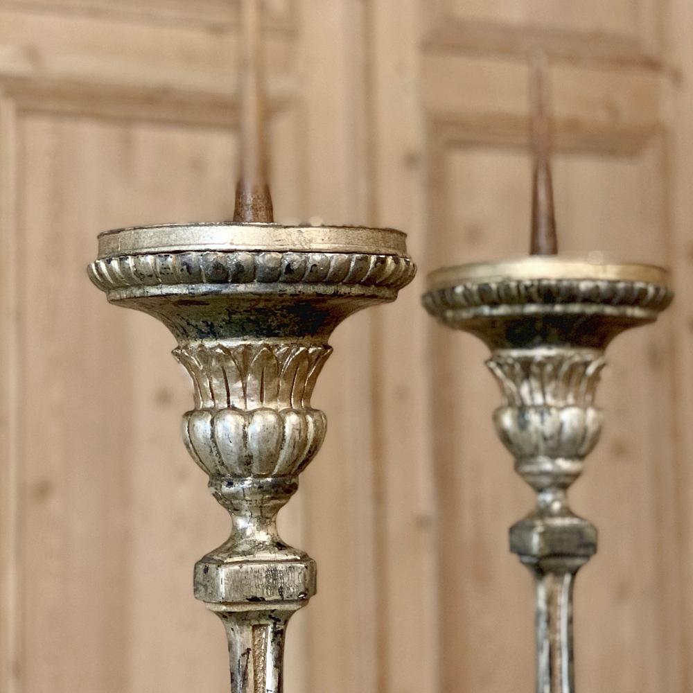 Pair of Candlesticks, 18th Century Italian Neoclassical Polychrome For Sale 5