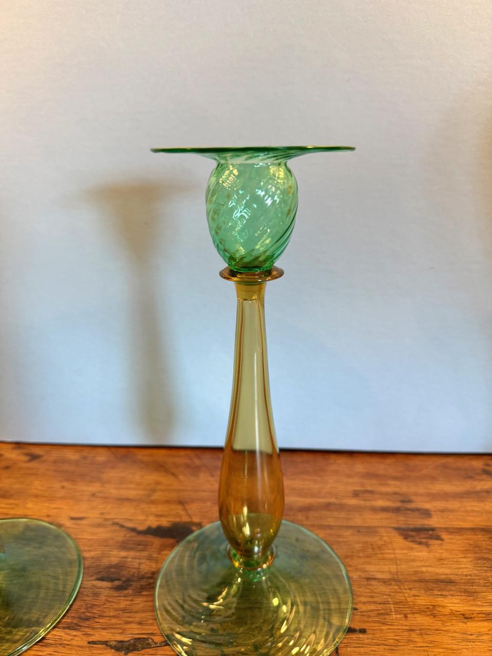 Americano Coppia di candelabri in vetro Steuben Glass 