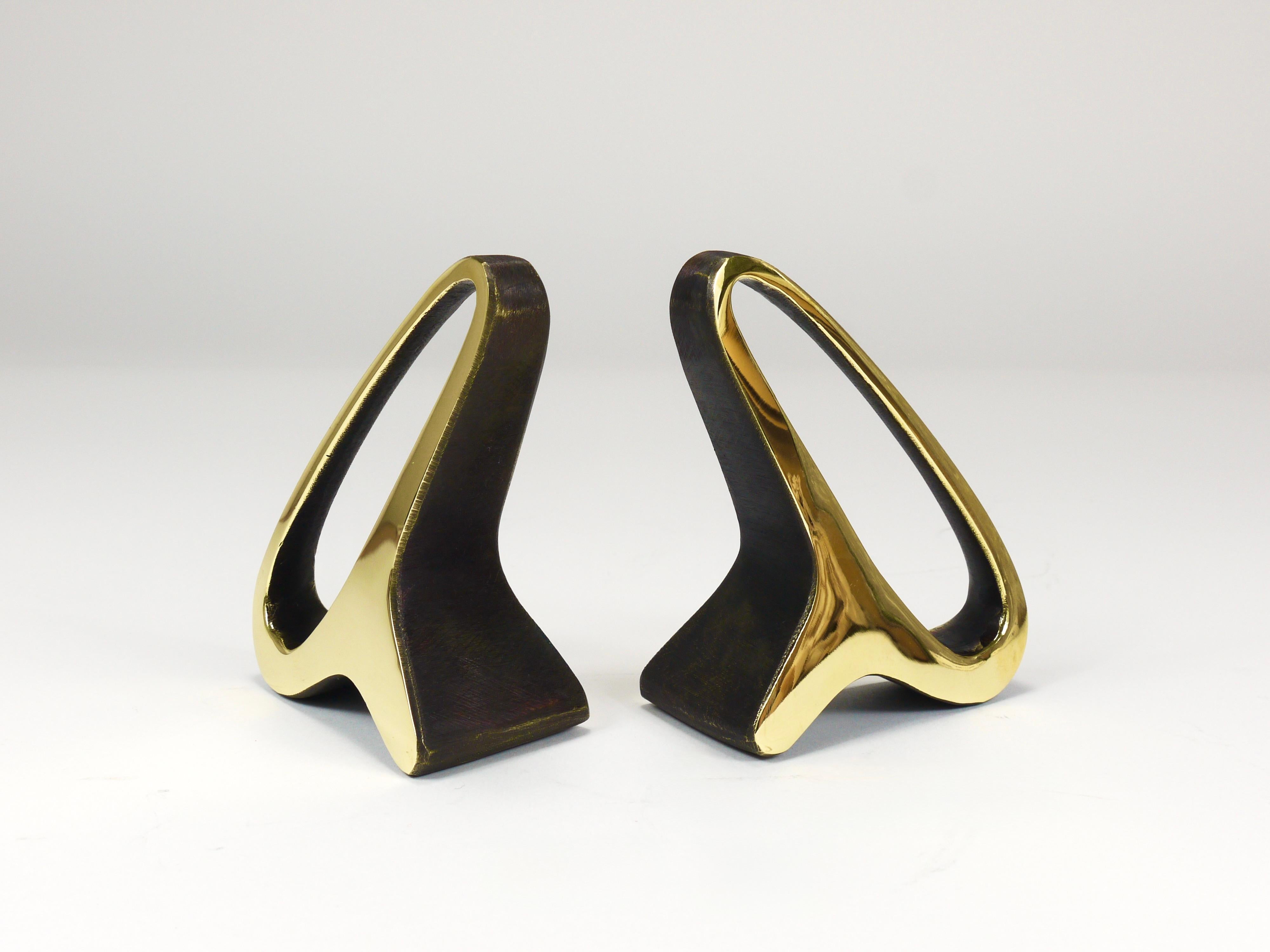 Pair Carl Auböck Mid-Century Earlobes Brass Bookends #3848, Vienna, Austria For Sale 5