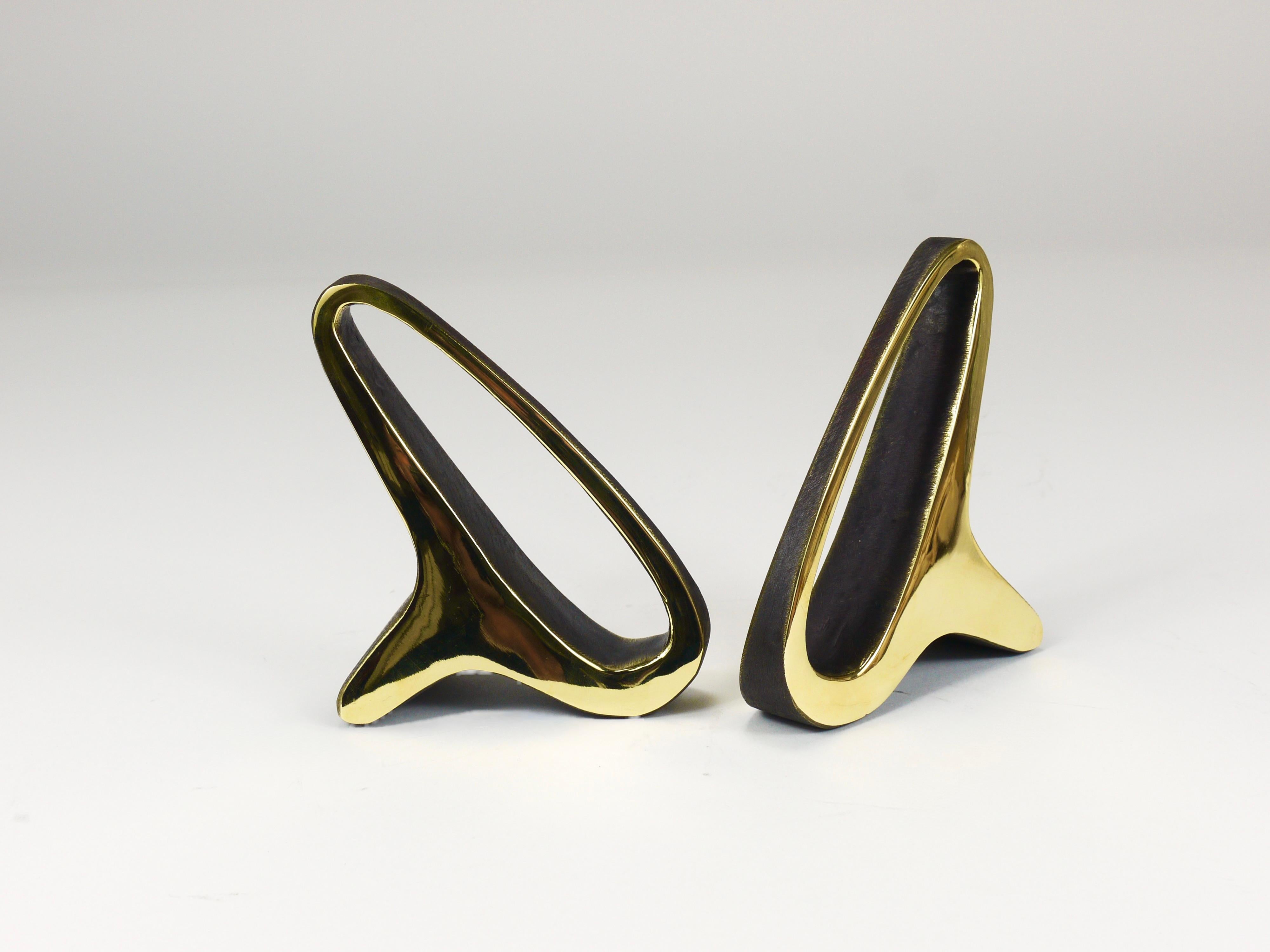 Pair Carl Auböck Mid-Century Earlobes Brass Bookends #3848, Vienna, Austria For Sale 6