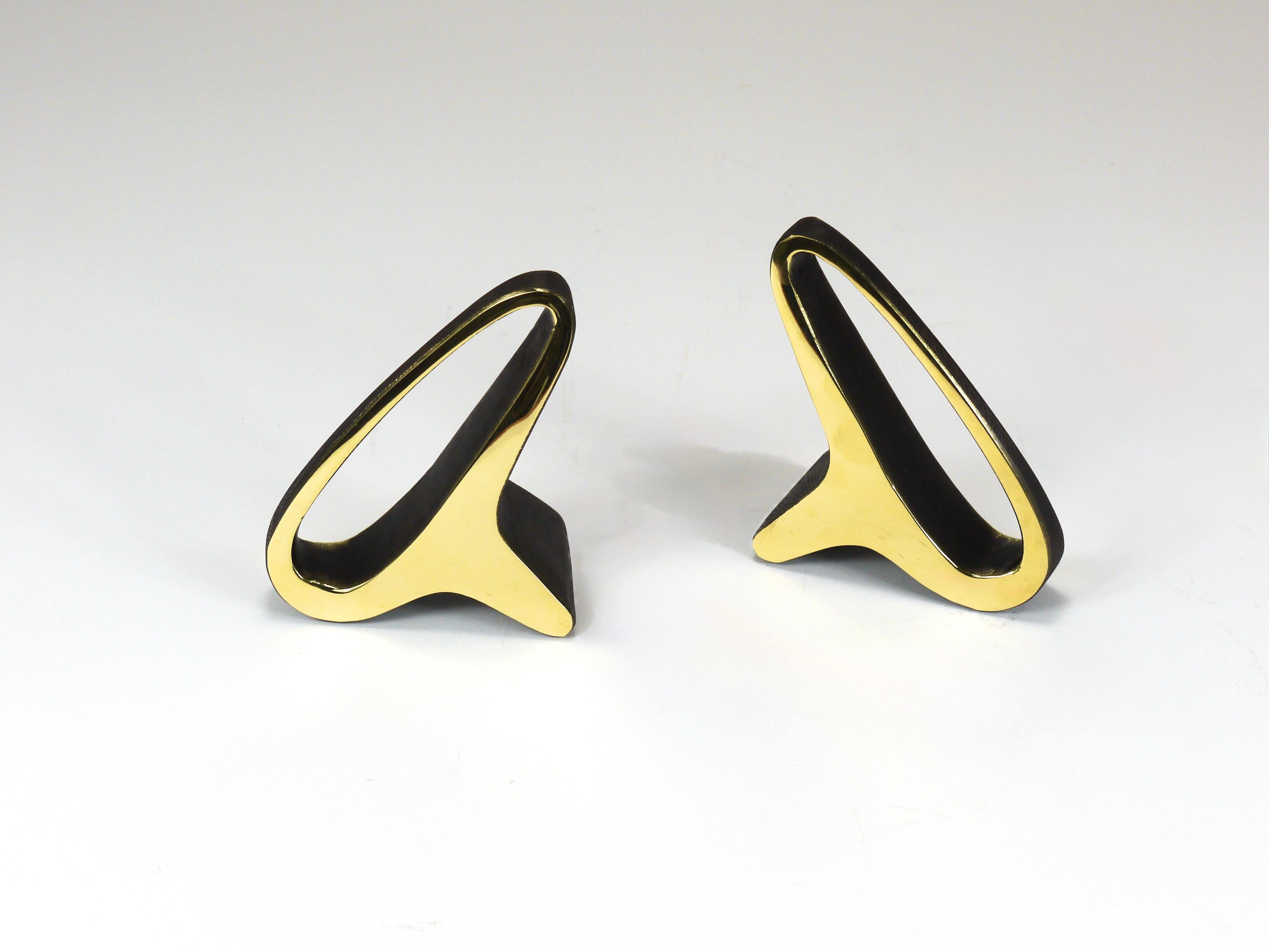 Pair Carl Auböck Mid-Century Earlobes Brass Bookends #3848, Vienna, Austria For Sale 8
