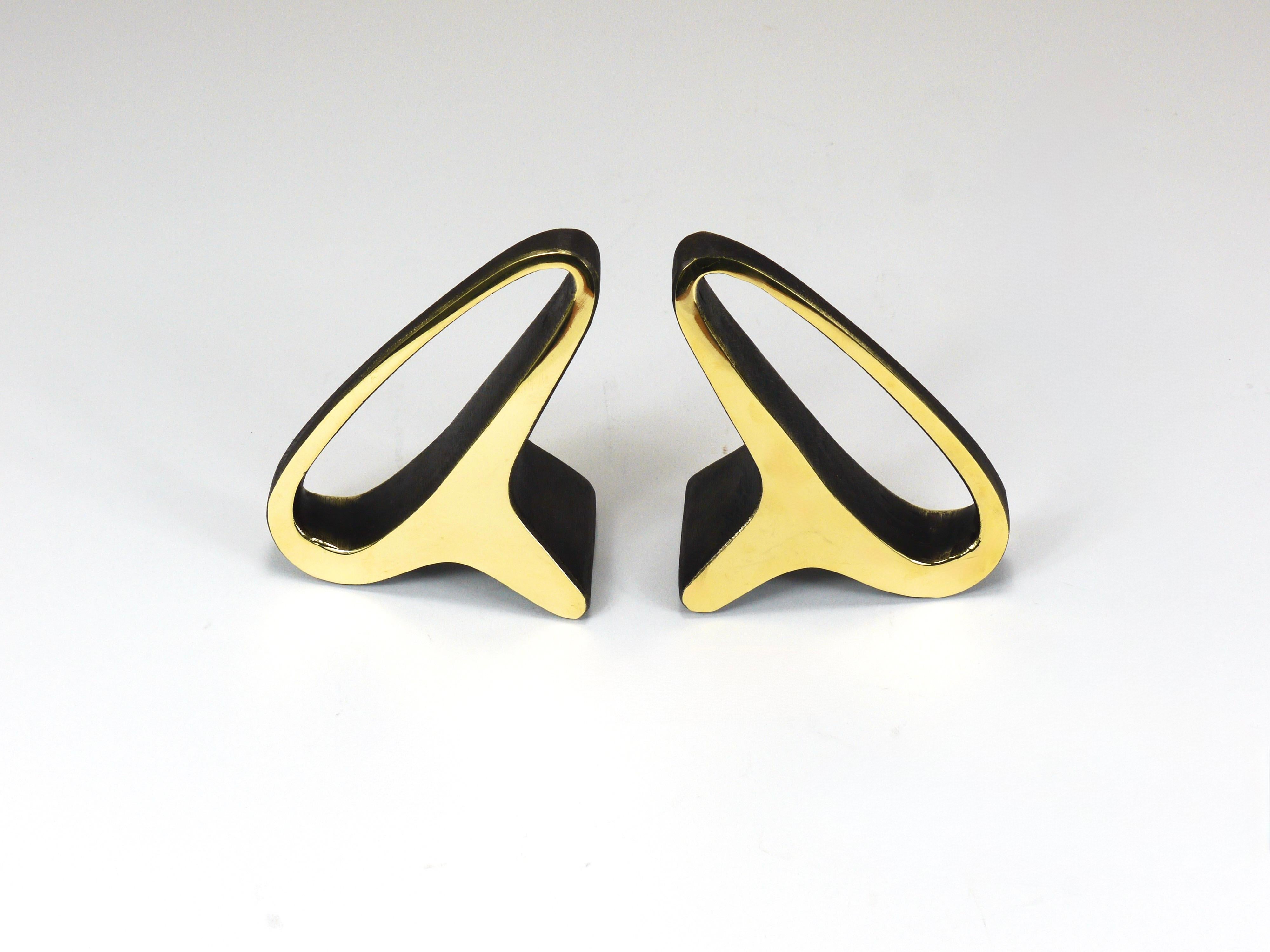 Pair Carl Auböck Mid-Century Earlobes Brass Bookends #3848, Vienna, Austria For Sale 9