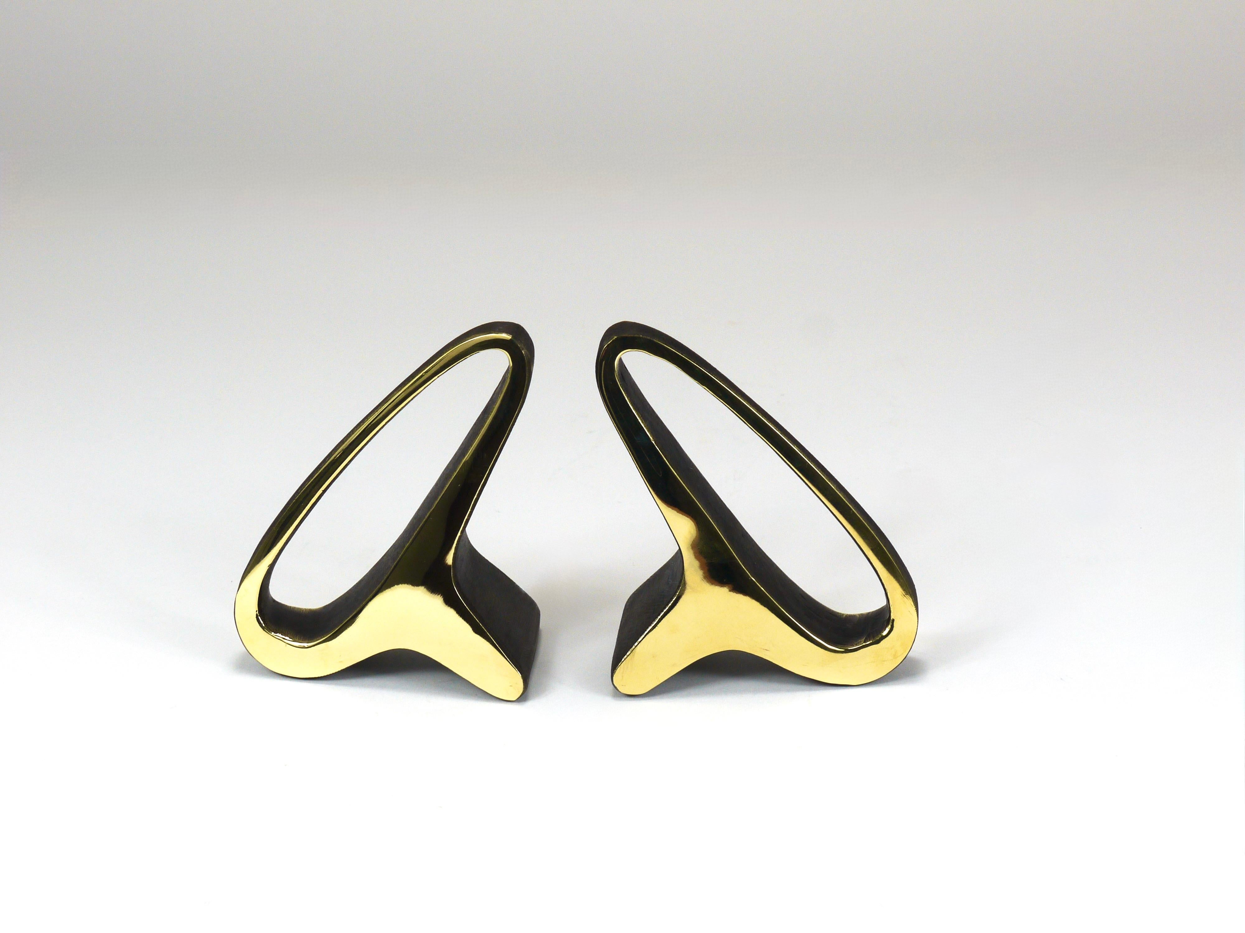 Pair Carl Auböck Mid-Century Earlobes Brass Bookends #3848, Vienna, Austria For Sale 10
