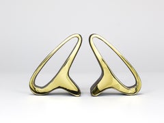 Pair Carl Auböck Mid-Century Earlobes Brass Bookends #3848, Vienna, Austria
