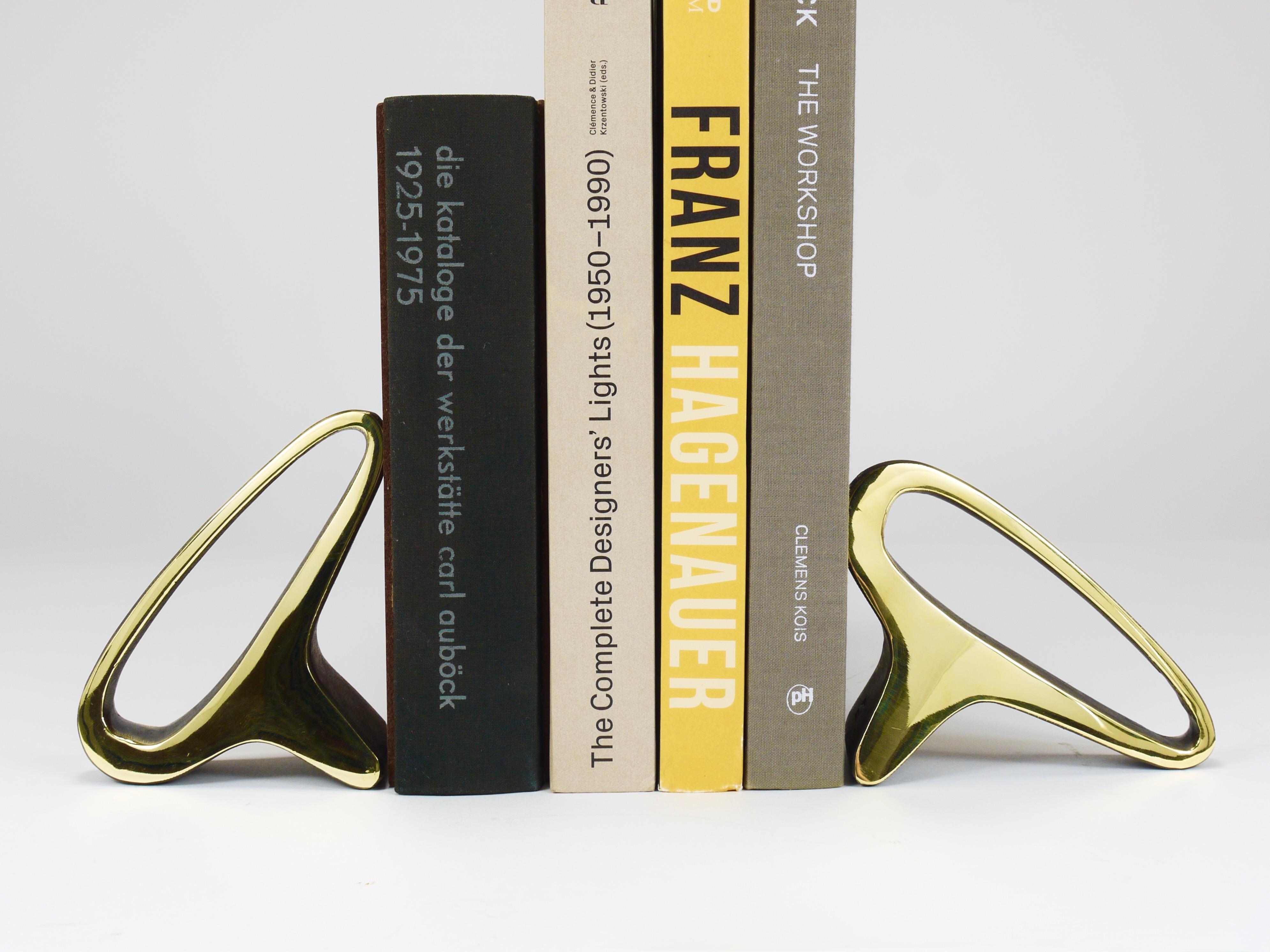 Pair Carl Auböck Mid-Century Earlobes Brass Bookends #3848, Vienna, Austria For Sale 2