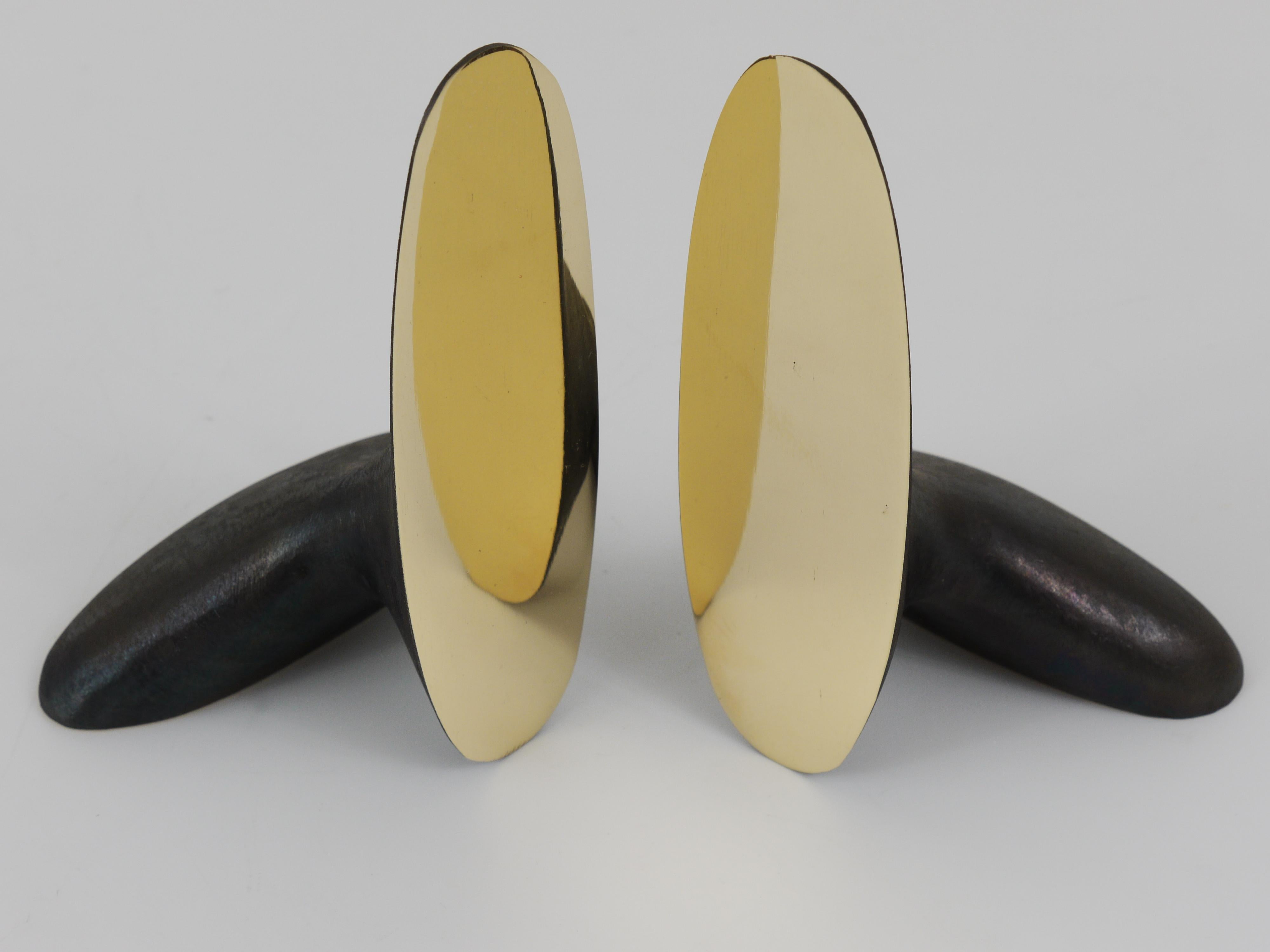 Polished Pair Carl Auböck Minimalist Mid-Century Brass Bookends #3653, Vienna, Austria For Sale