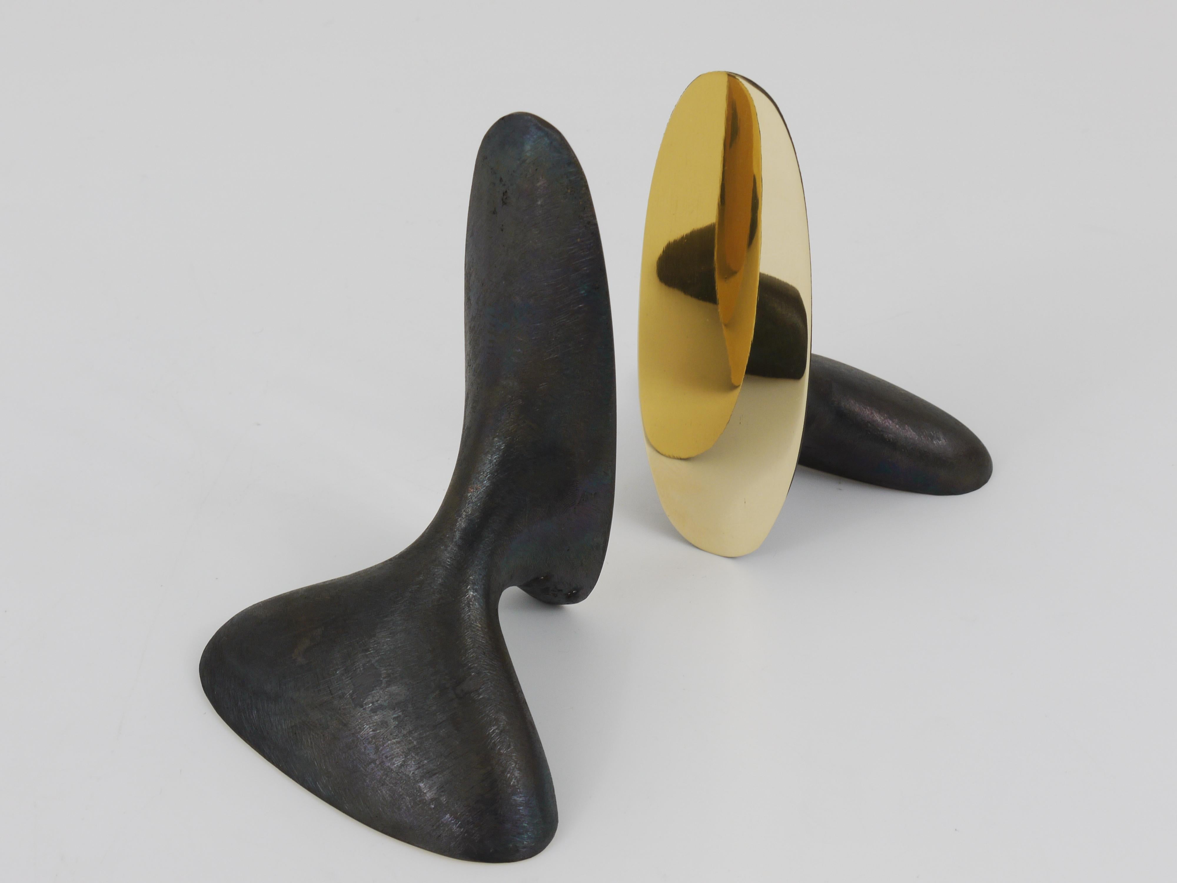 Pair Carl Auböck Minimalist Mid-Century Brass Bookends #3653, Vienna, Austria For Sale 1