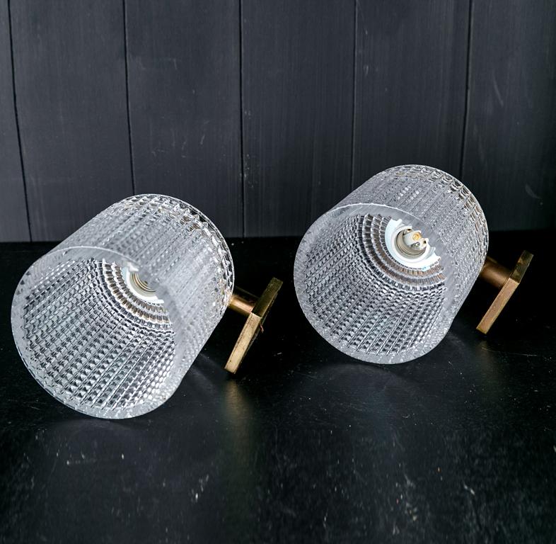 Cast Pair of Carl Fagerlund for Orrefors Sconces Midcentury