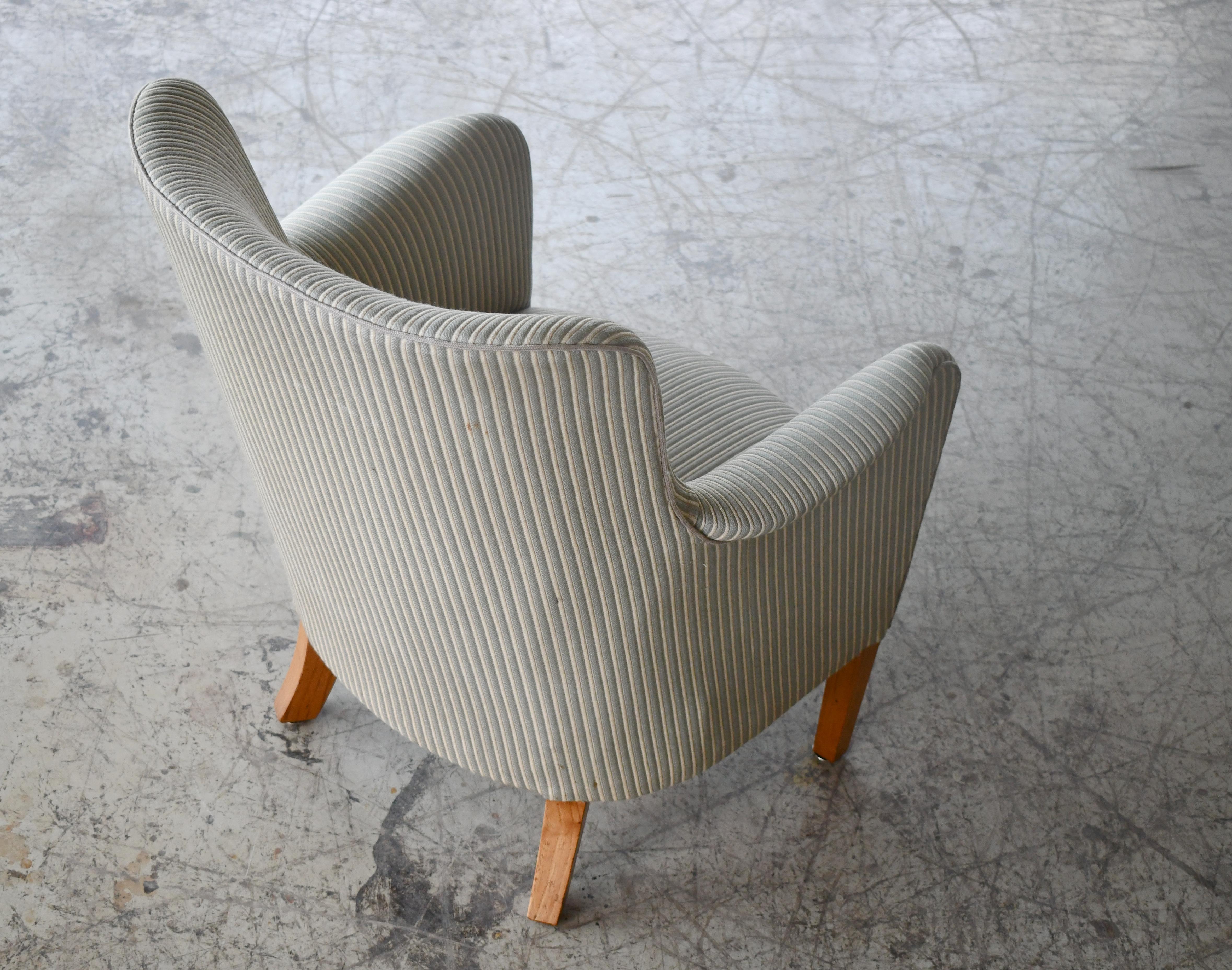 Wool Pair Carl Malmsten 1950s Lounge Chairs Model Samsas for O.H. Sjögren For Sale