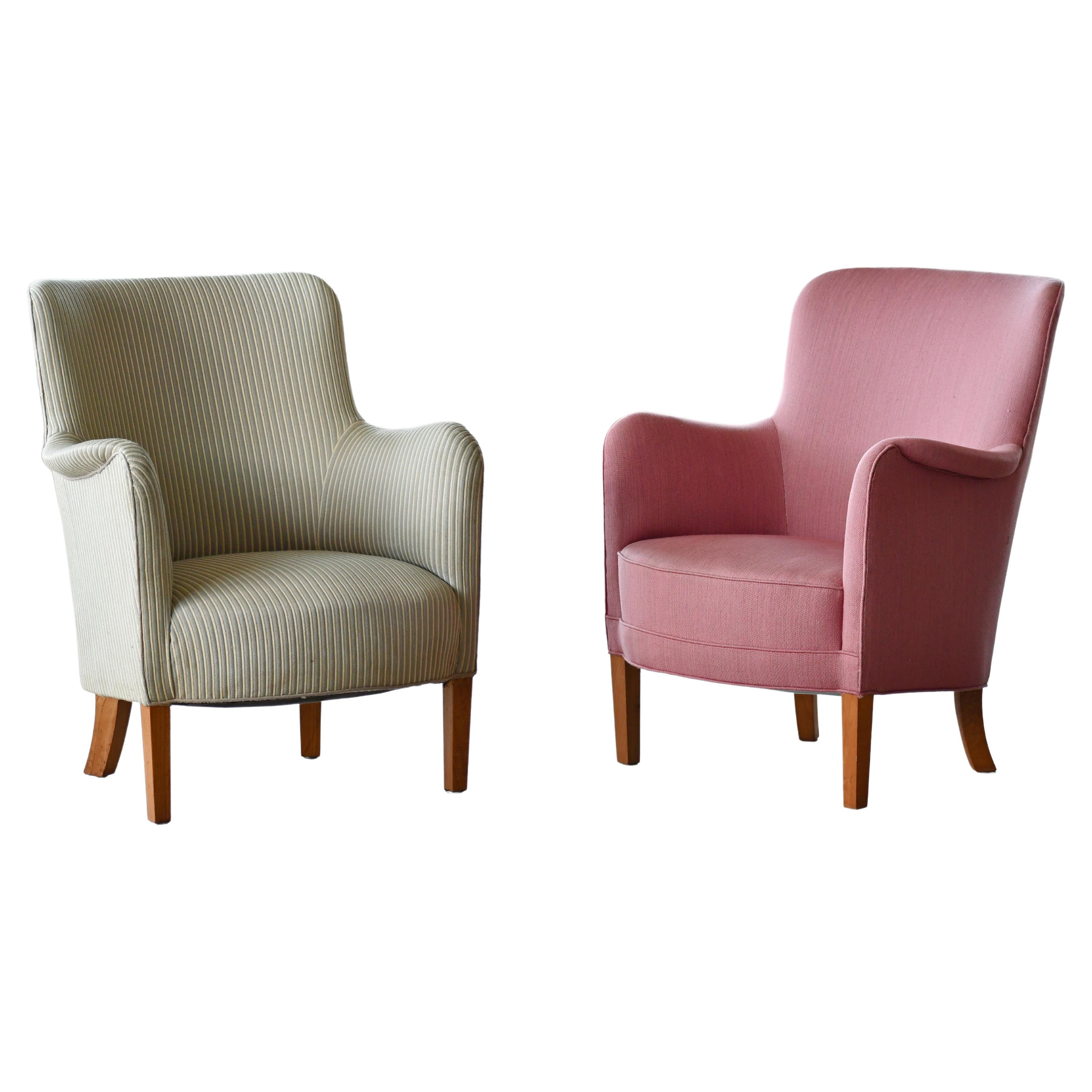 Pair Carl Malmsten 1950s Lounge Chairs Model Samsas for O.H. Sjögren For Sale