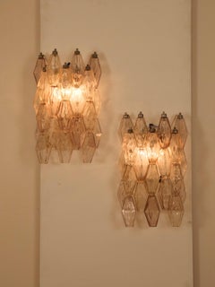 Carlo Scarpa for Venini Poliedri pair wall lights. Italy circa 1960
