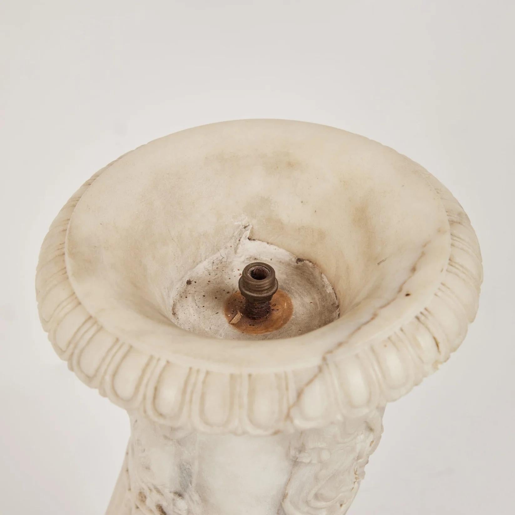 Italian Pair Carrara Marble Hippocampus Cornucopias For Sale