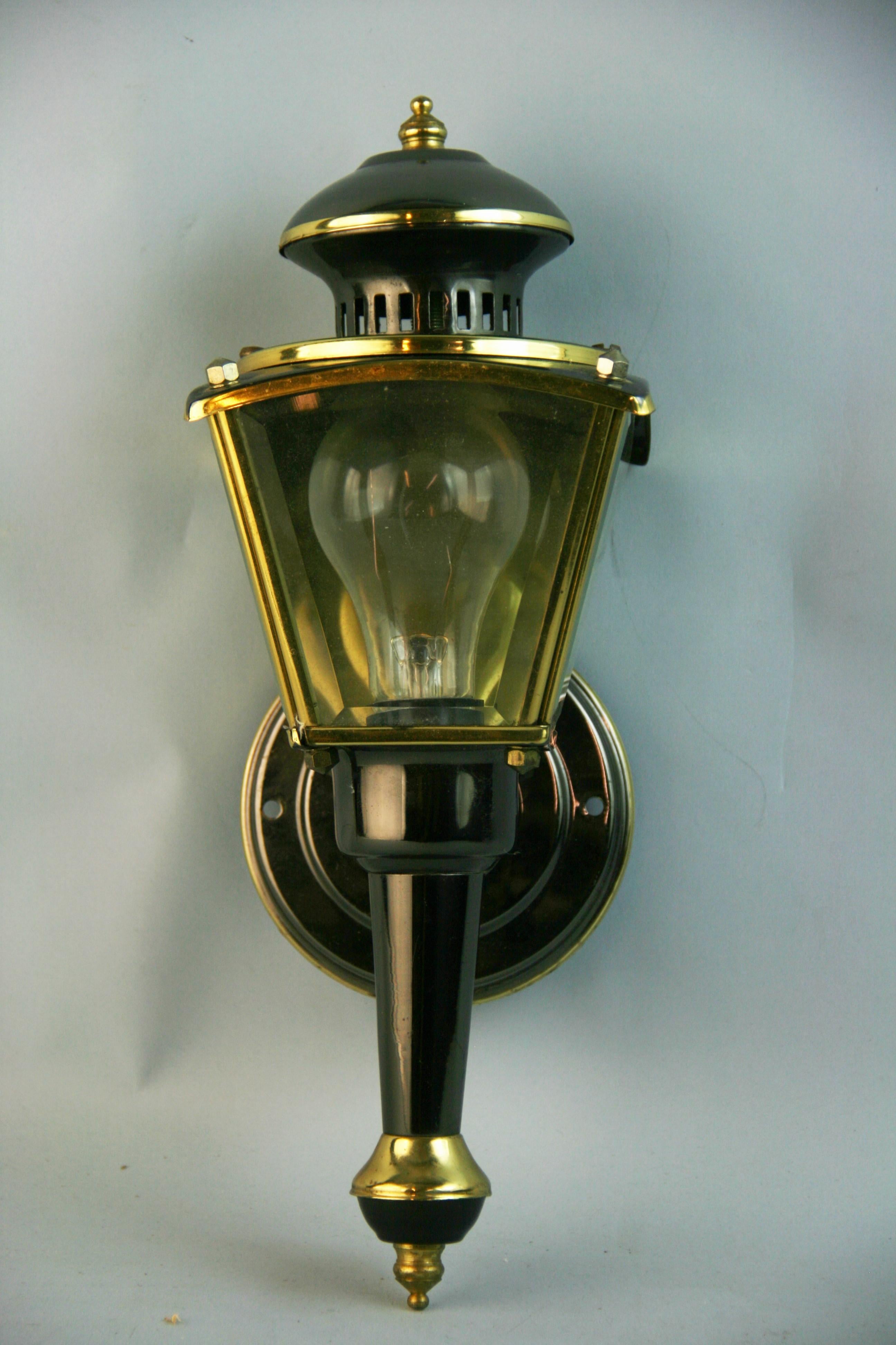 1437 Pair brass carriage light  wall sconces