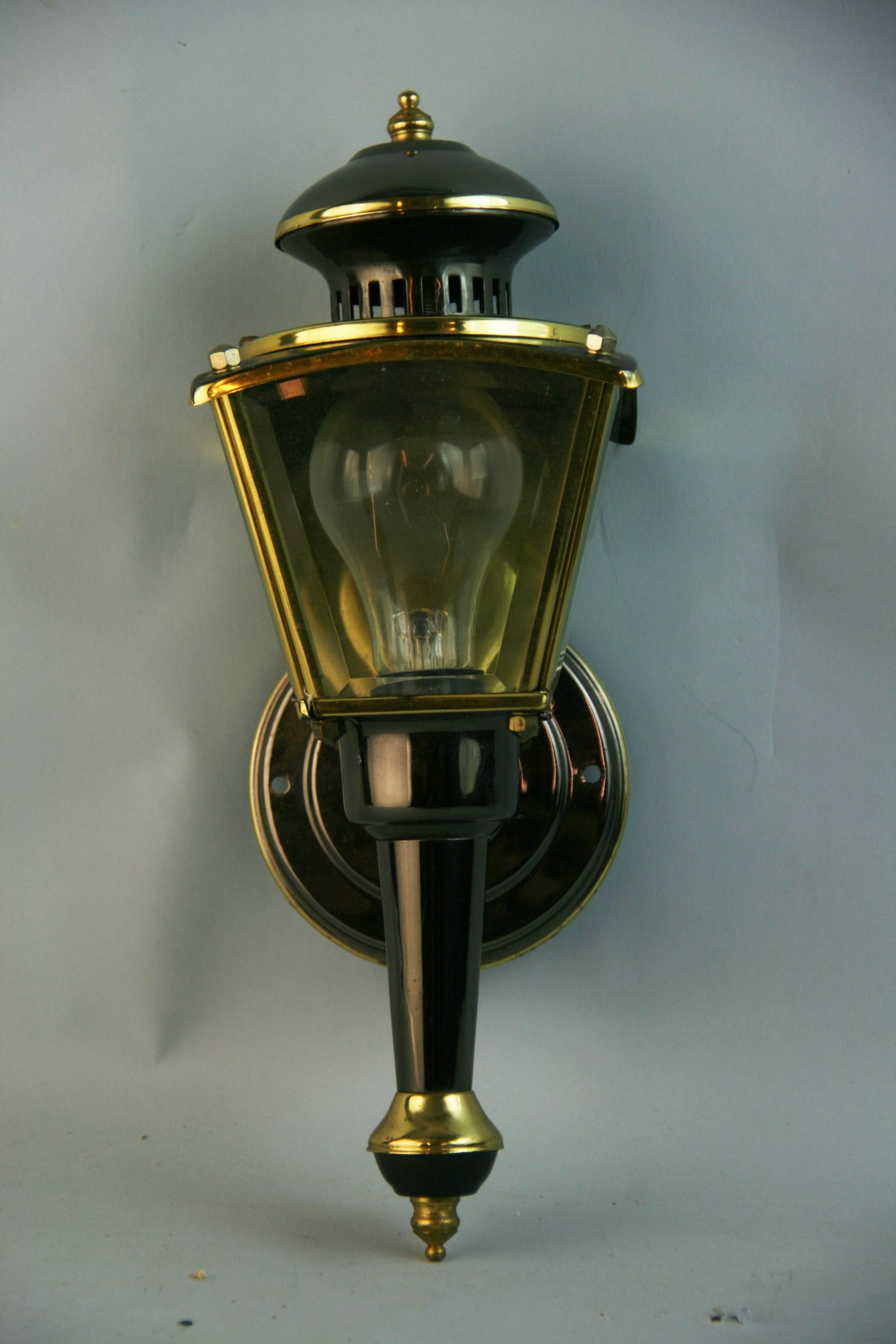 Brass Pair Carriage Light Wall Sconces For Sale