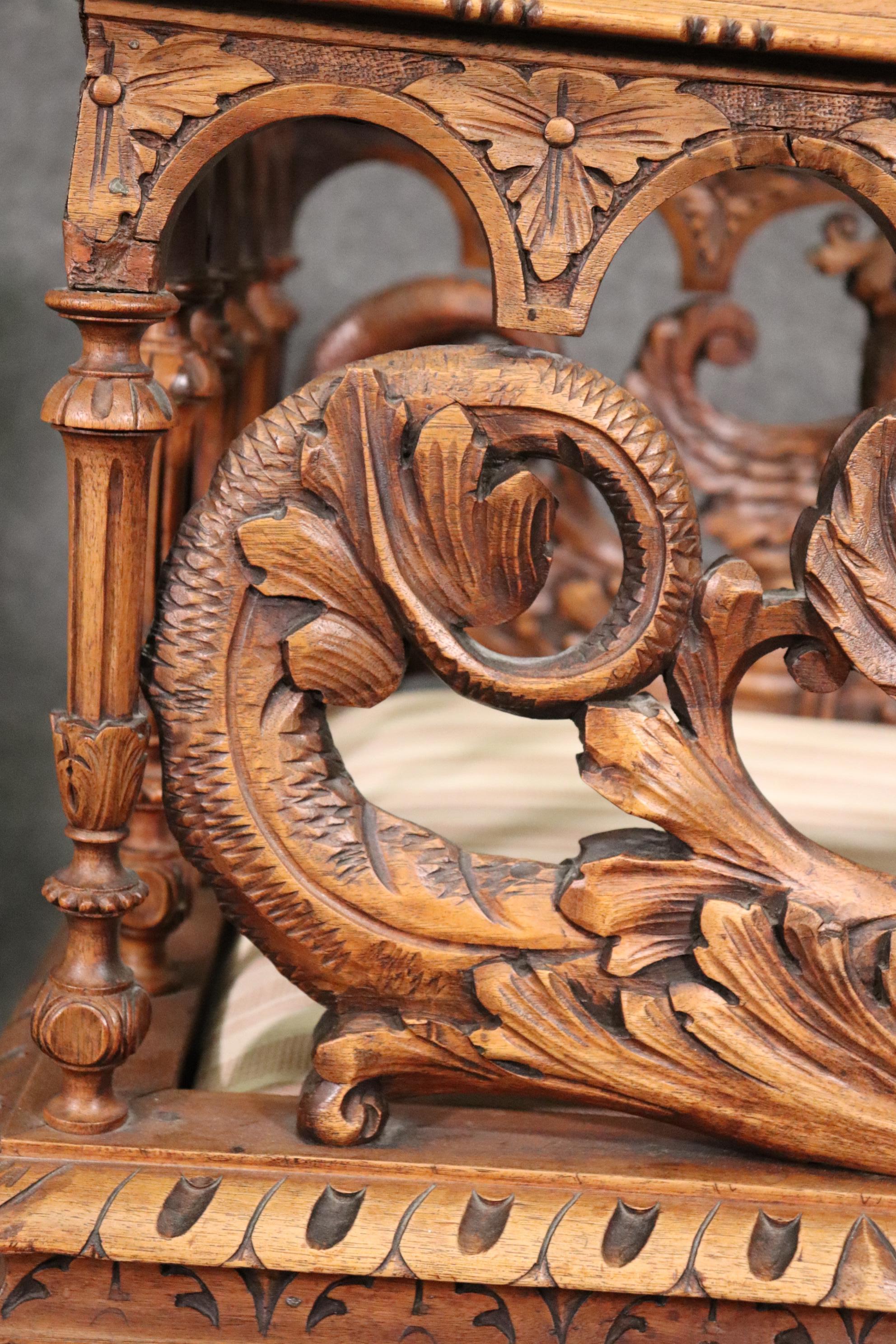 Pair Carved American Victorian Griffin Club Armchairs Attributed to RJ Horner  14