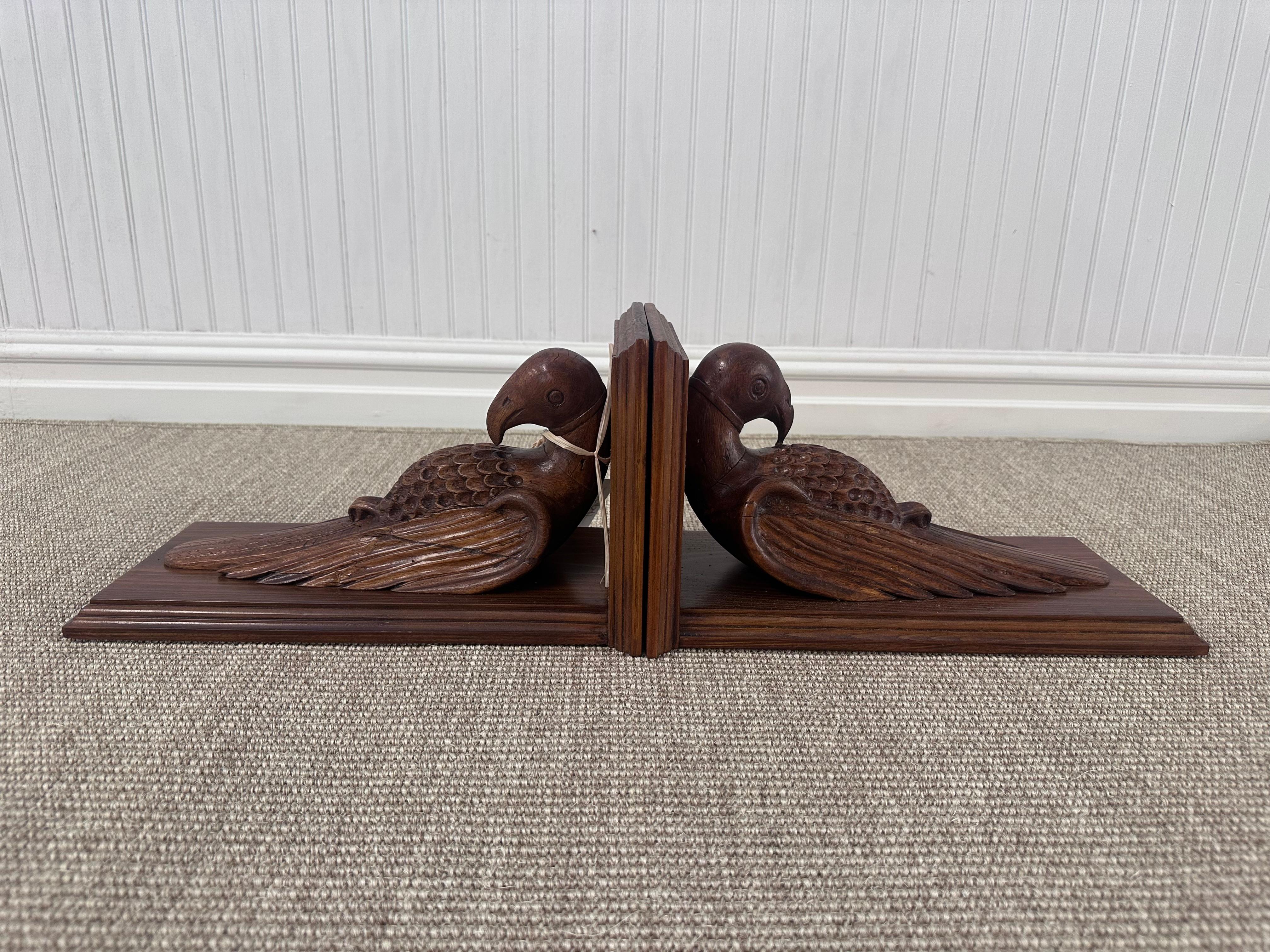 Pair Carved Bird Corbels or Bookends In Good Condition For Sale In Baton Rouge, LA