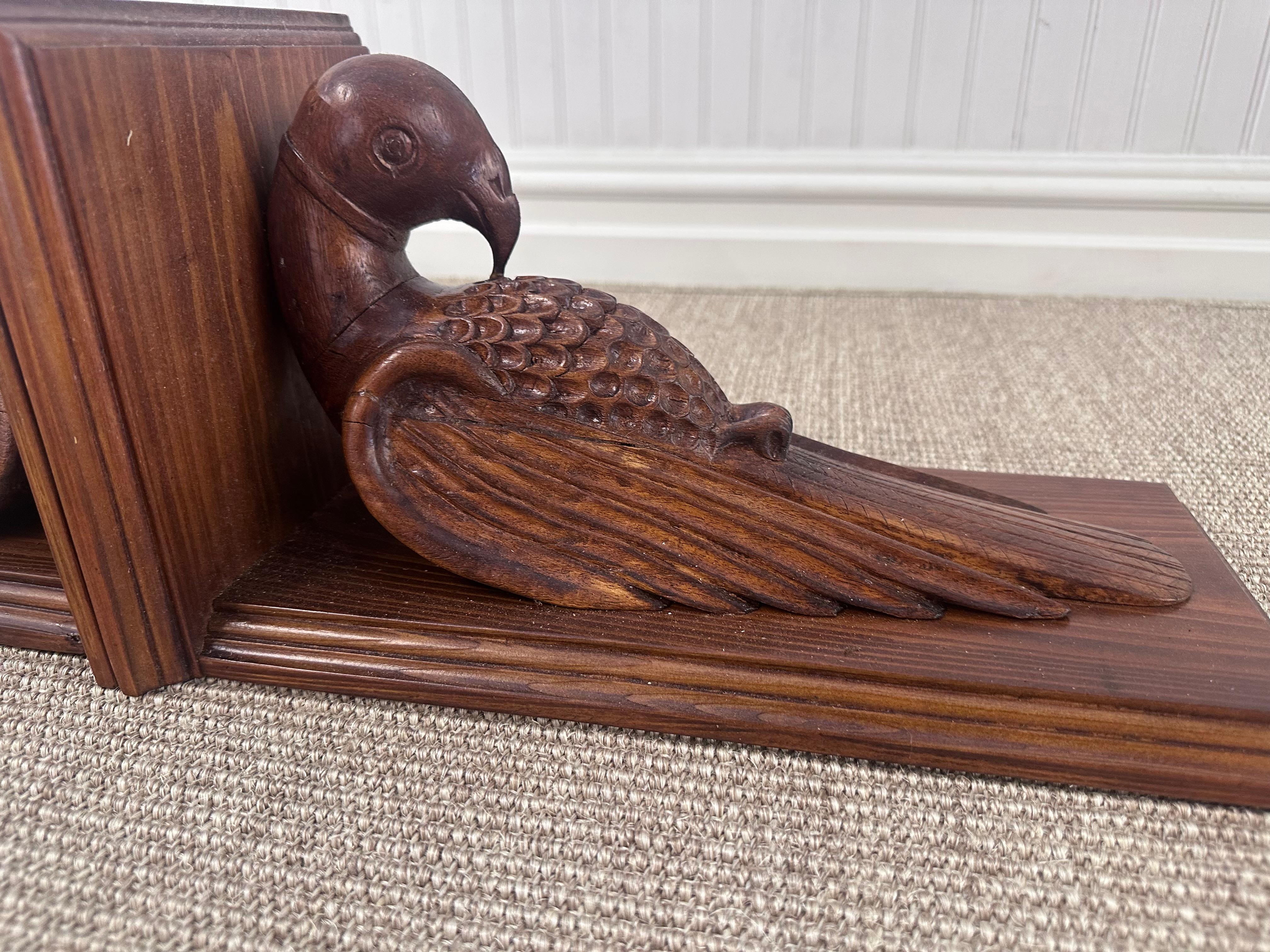 19th Century Pair Carved Bird Corbels or Bookends For Sale